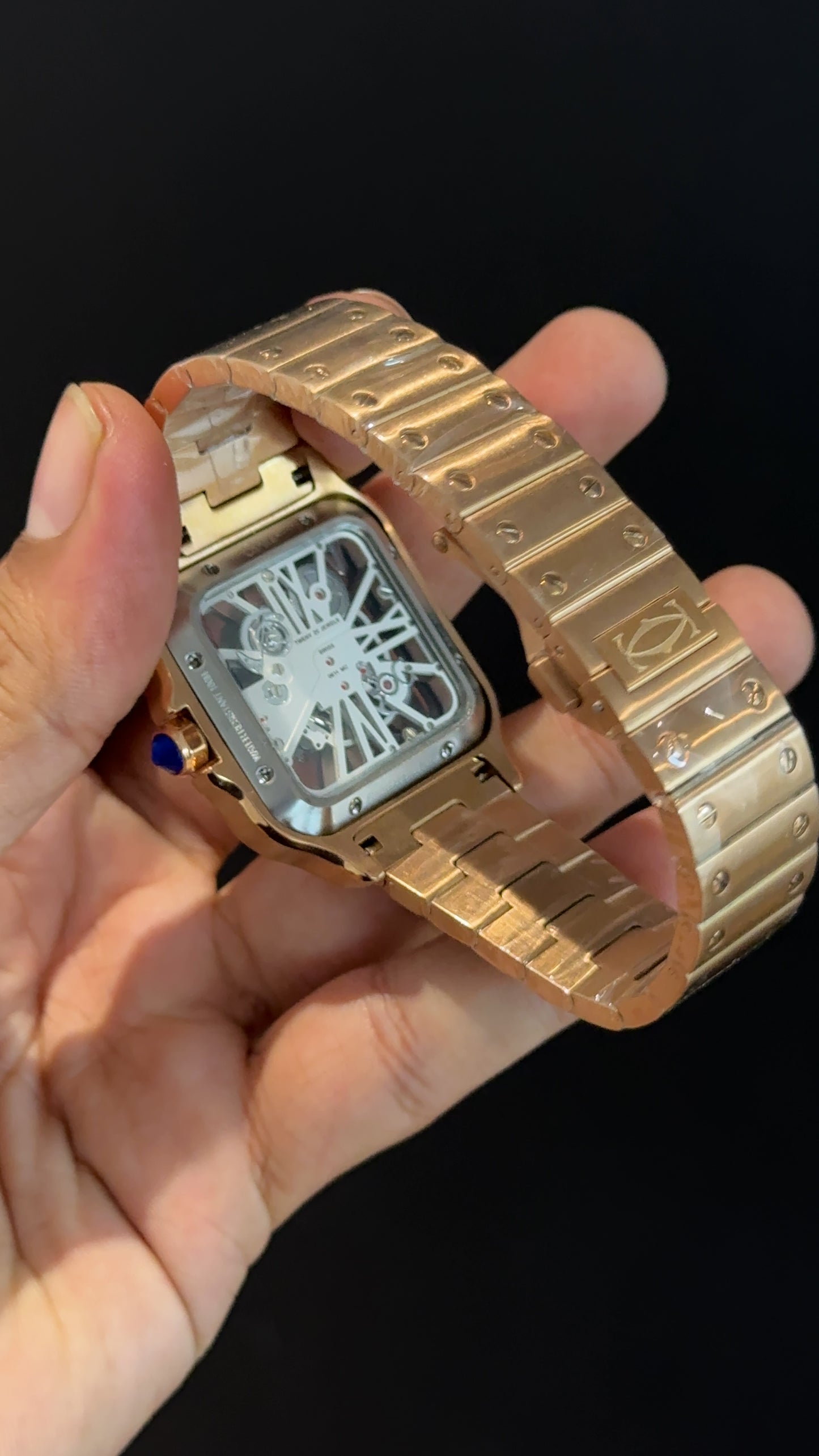 Santos | Skeleton | Rose Chain | Grey Dial