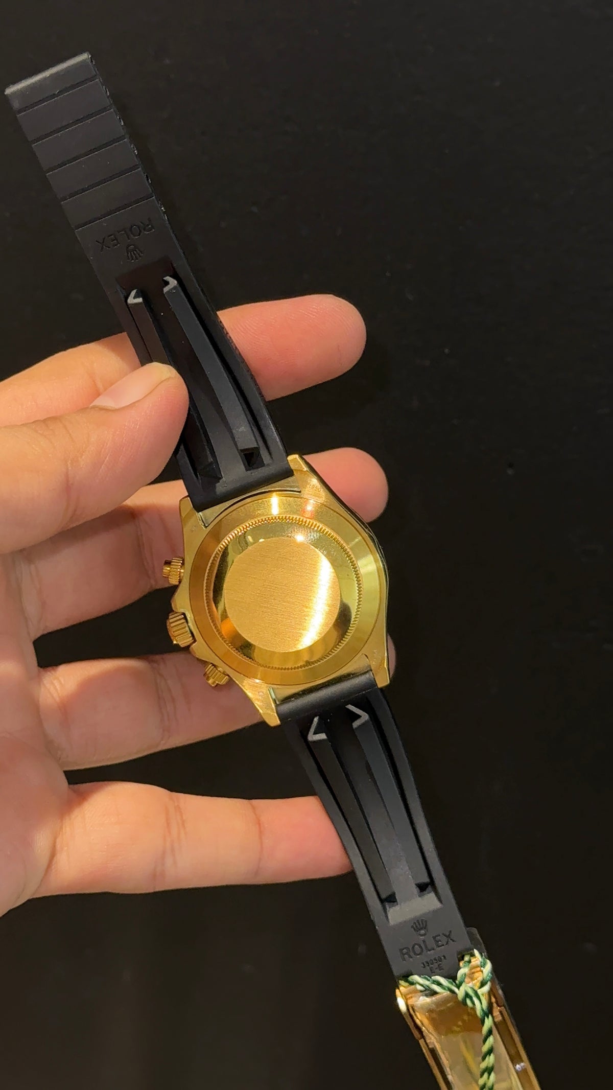 Daytona | Gold | Black Pvc Strap | Black Chrono | Tiffany Dial