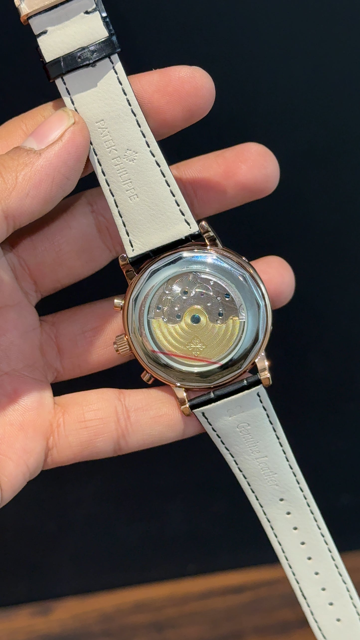 Patek Century | Auto | Rose Case | Black Index Dial | Black leather strap