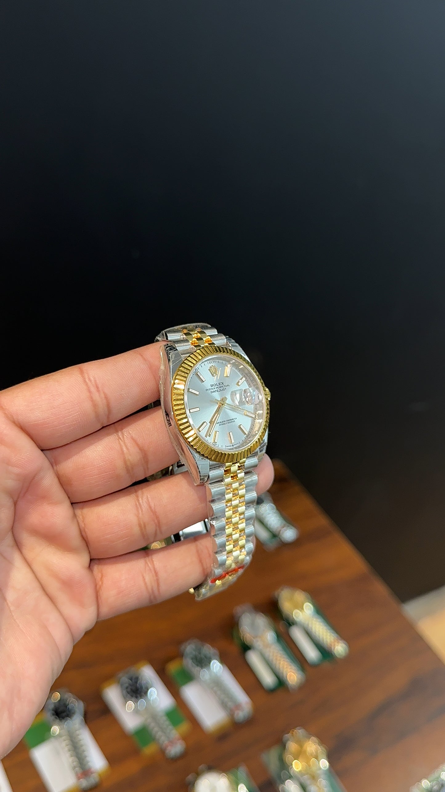 (Premium Datejust | 40mm | Gold Two Tone Chain | Silver Dial