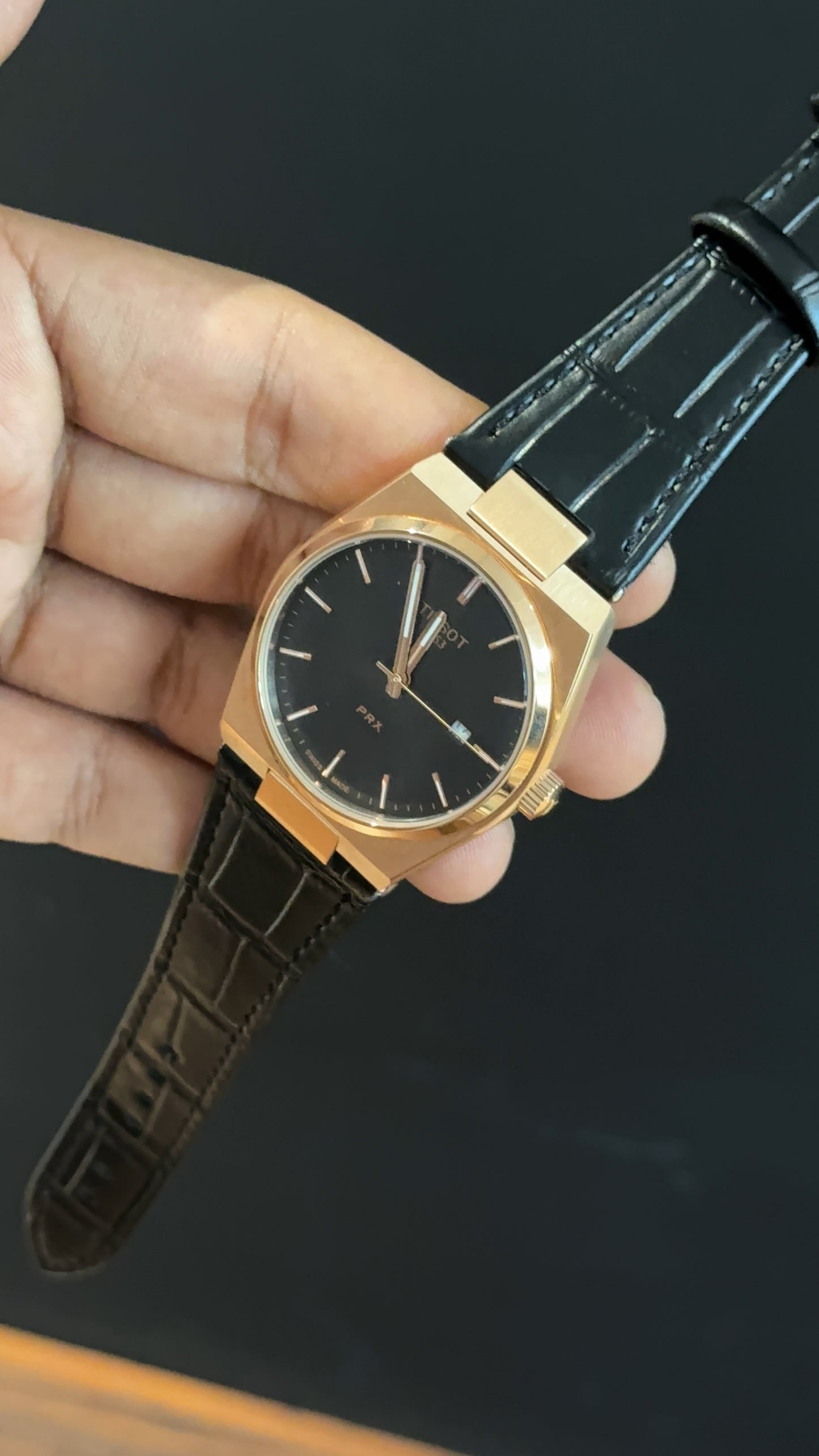 Tissot Prx | Rose Case | Black Leather Strap | Black Dial