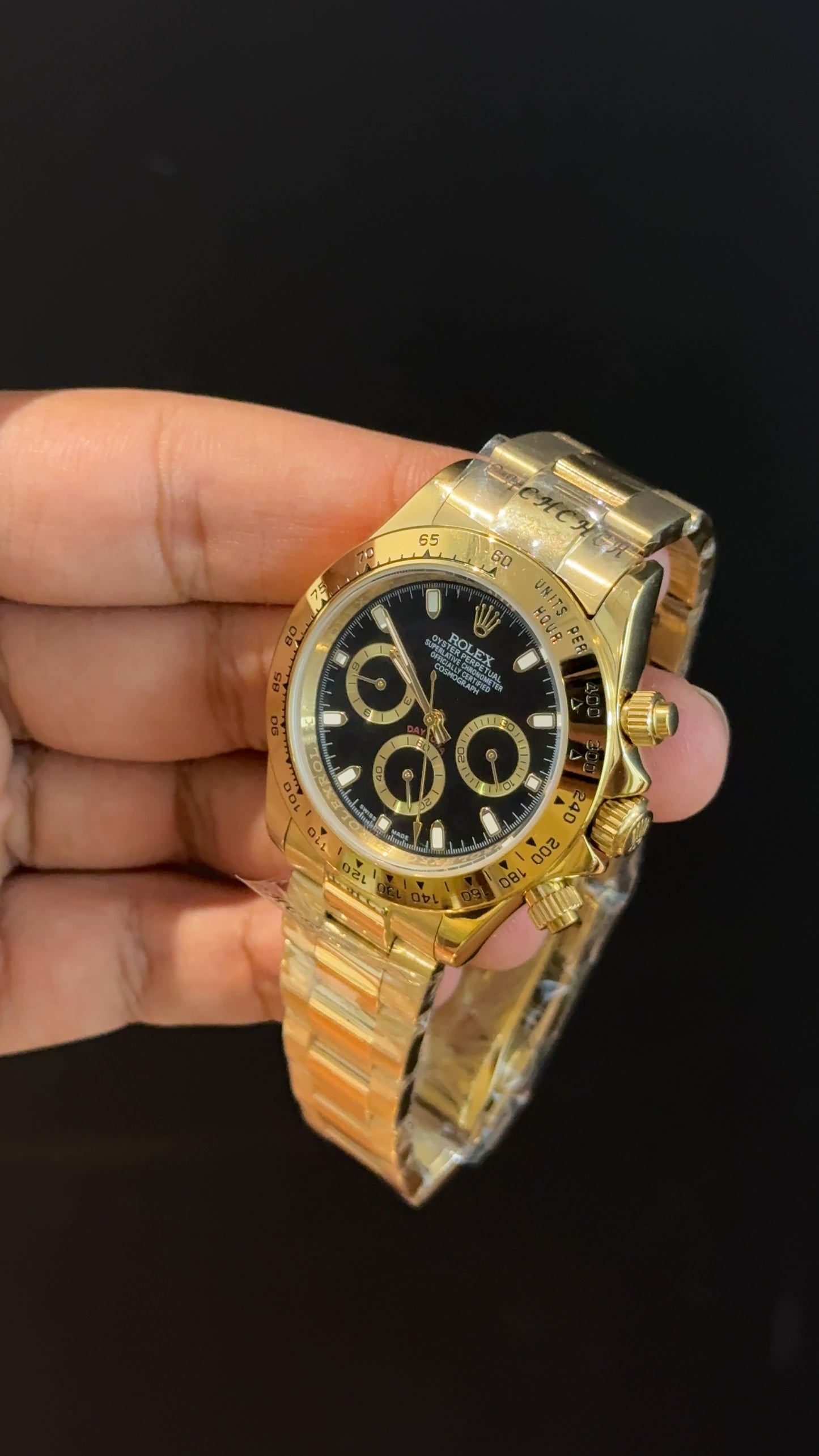 Daytona | Gold Chain | Chrono | Black Dial