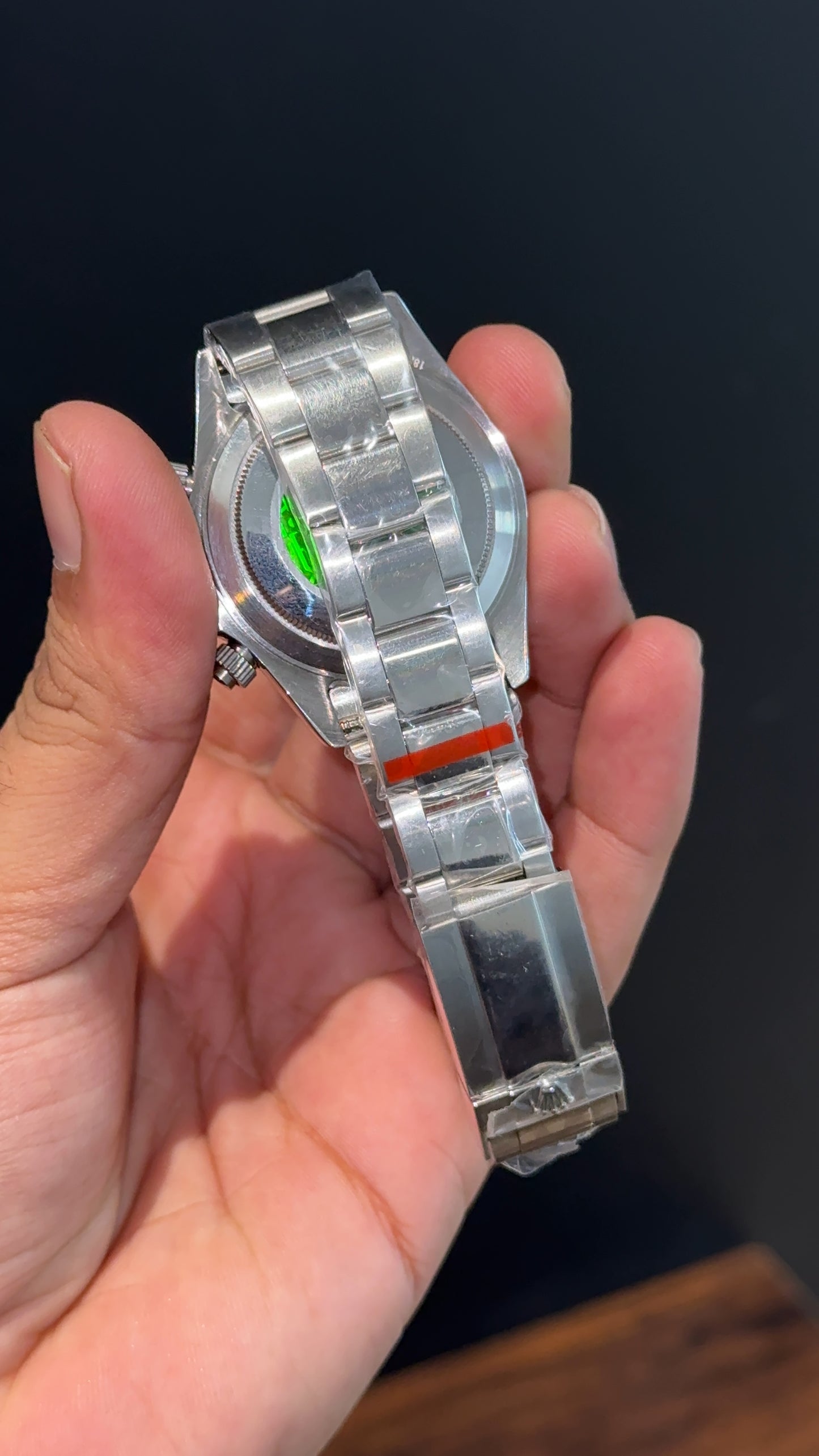 Daytona | Rainbow Diamond Case | Silver Chain | Diamond Digit | Chrono | Black Dial