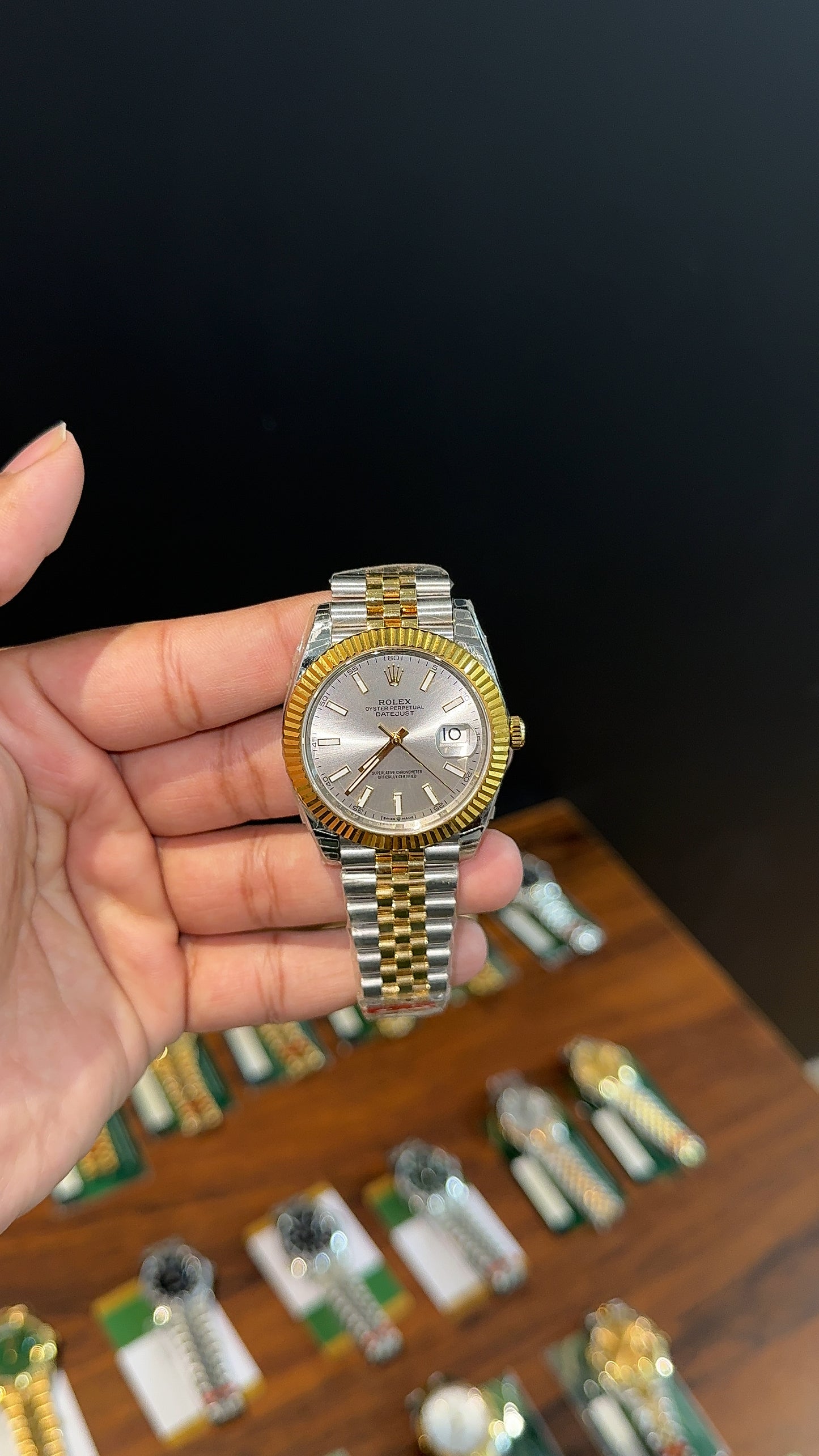 (Premium Datejust | 40mm | Gold Two Tone Chain | Silver Dial