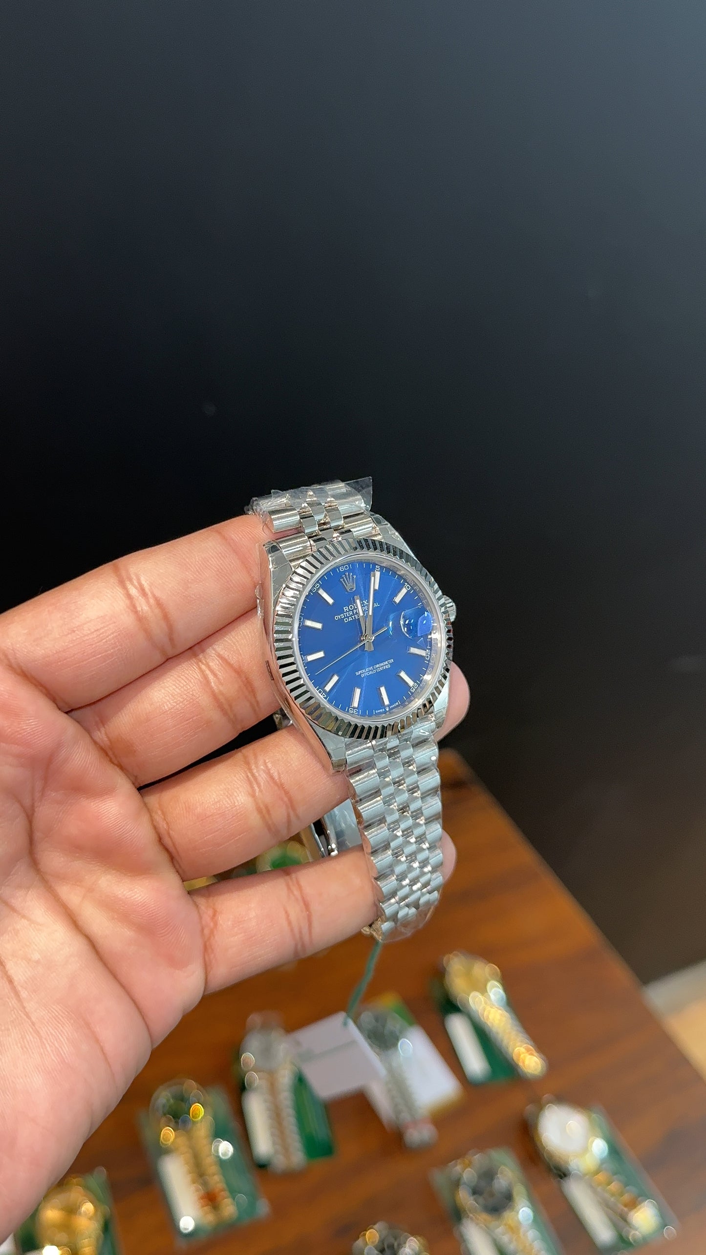 Premium Datejust | 40mm | Silver Chain | Blue Dial