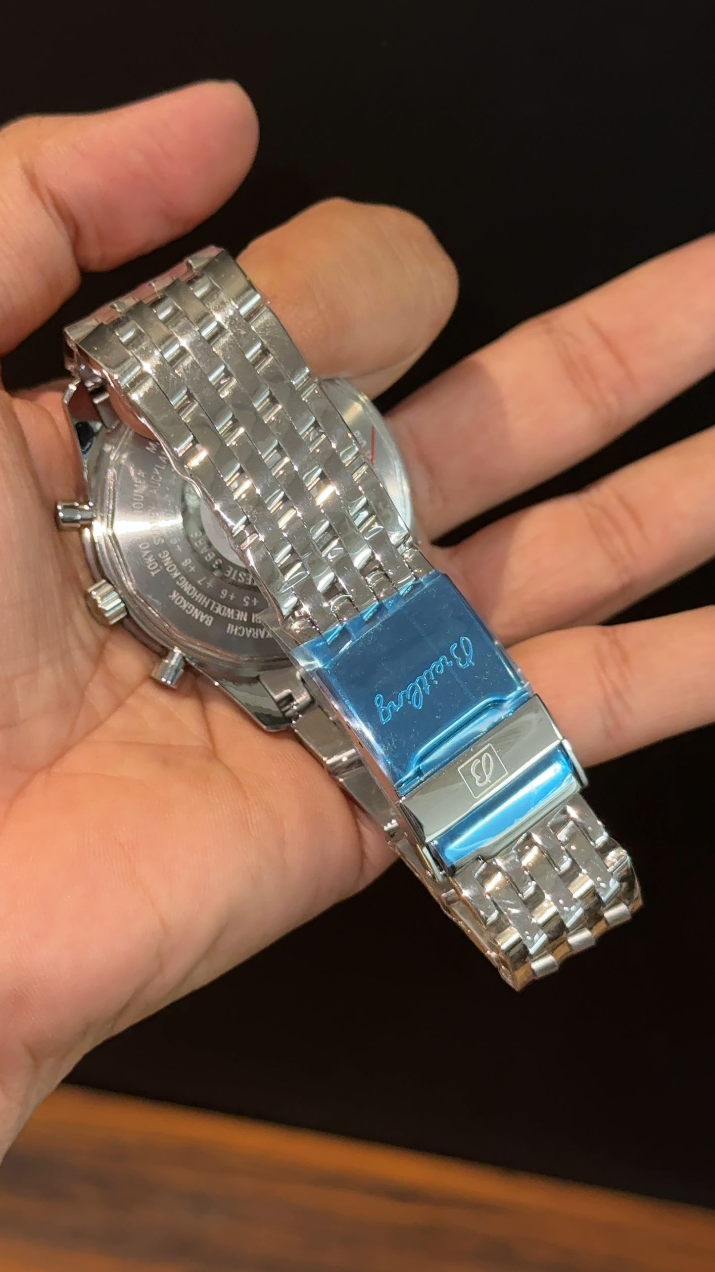 Brietling | Silver Jubilee Chain | Black Chrono | Sky Blue Dial