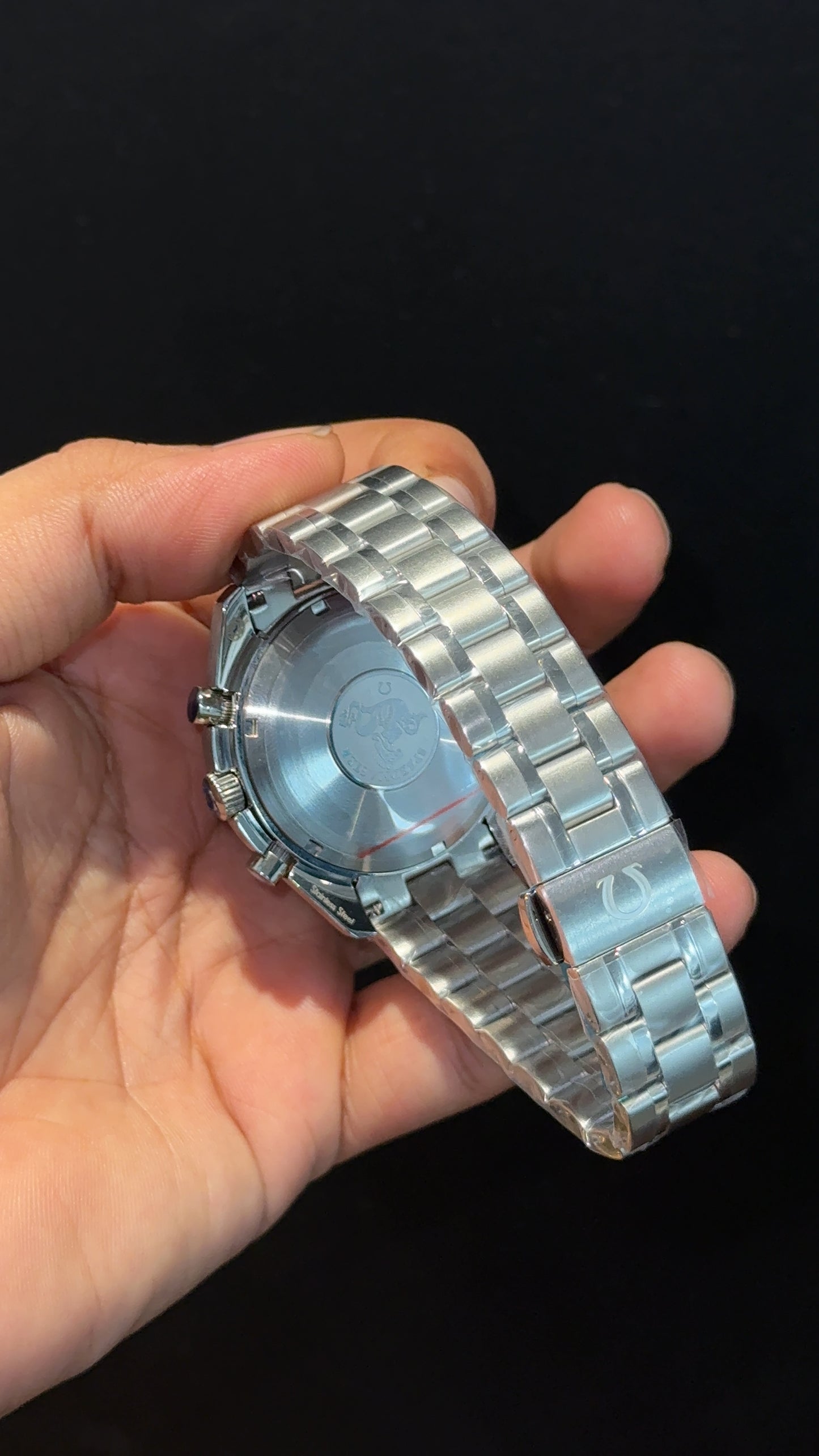 Omega Speedmaster | Silver Chain | Rainbow Chrono | Black Textured Dial