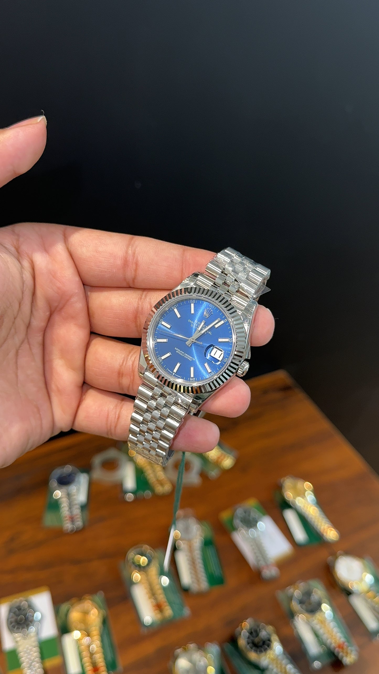 Premium Datejust | 40mm | Silver Chain | Blue Dial