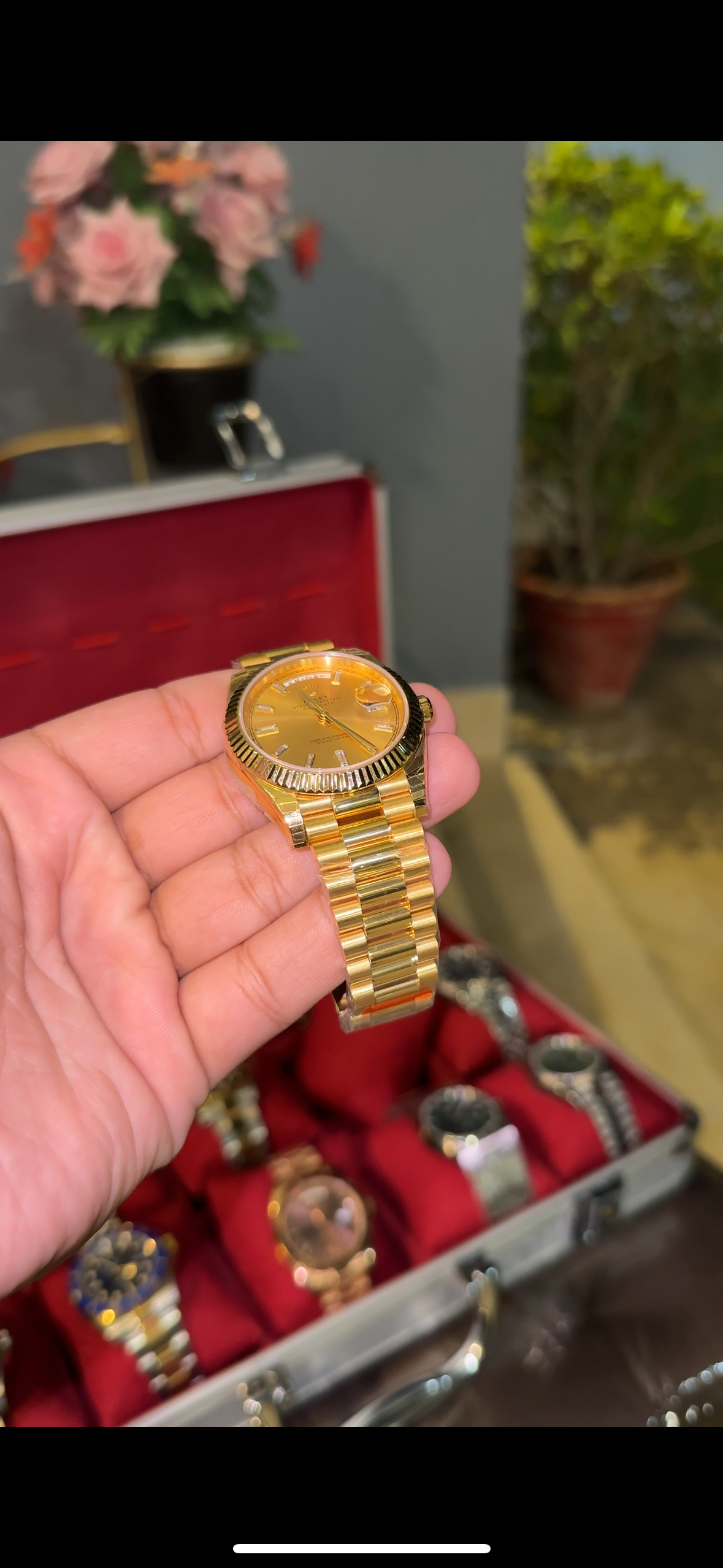 Premium Daydate | Gold Chain | Gold Dial