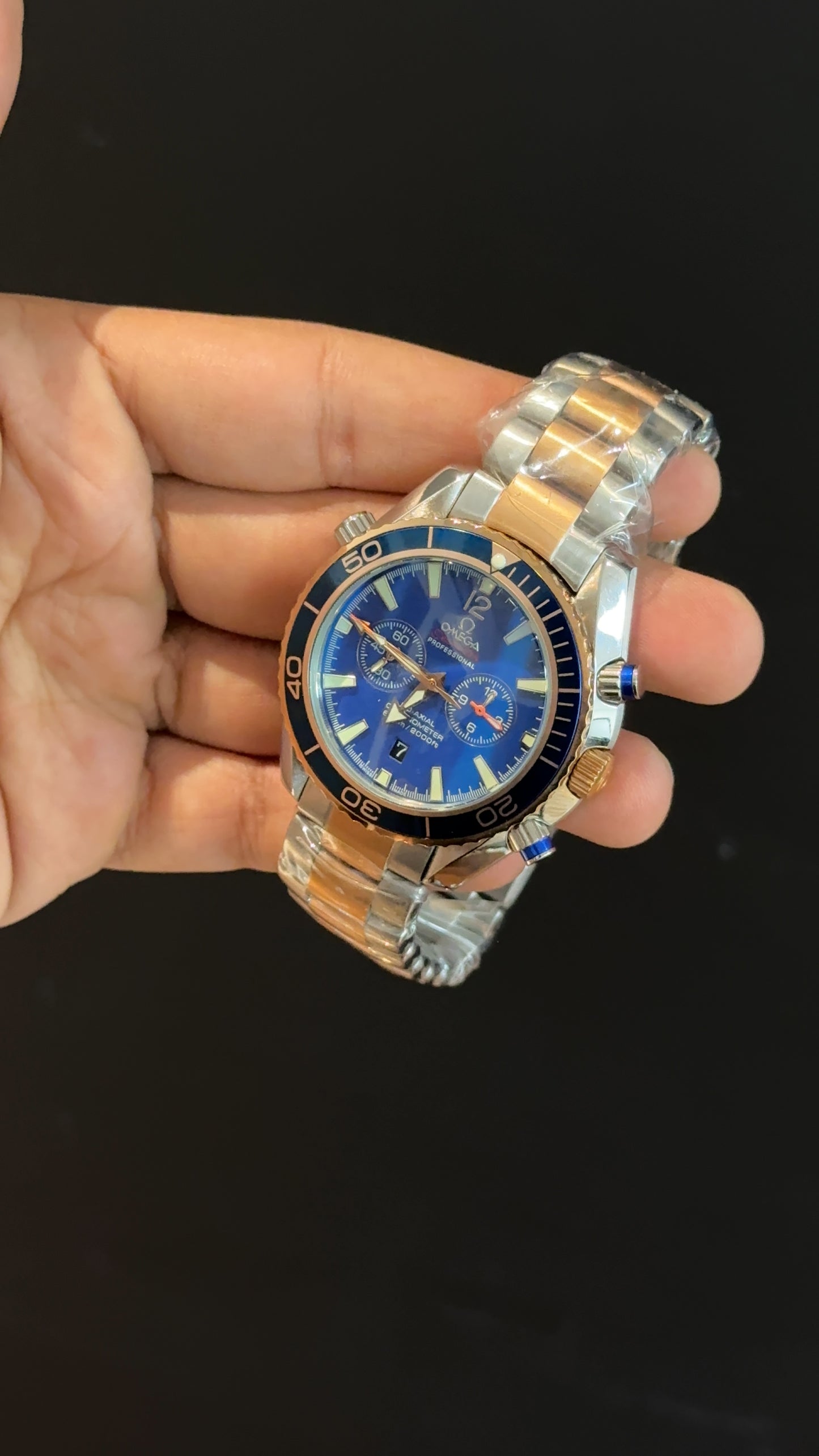 Omega Seamaster | Rose Two Tone Blue Bezel | Chrono | Blue Dial