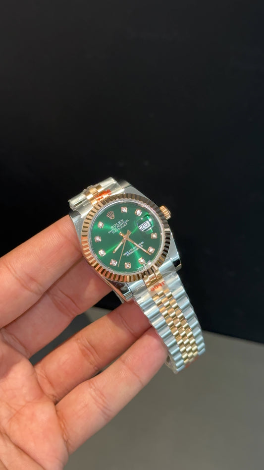 DateJust | 36mm |Rose Two Tone | Green Diamond Dial