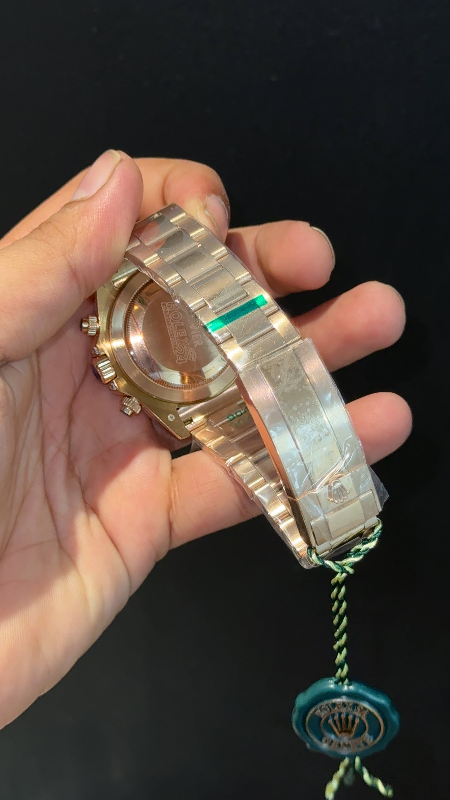 Daytona | Rainbow Diamond Bezel | Rose Chain | Rose Chrono | Black Dial