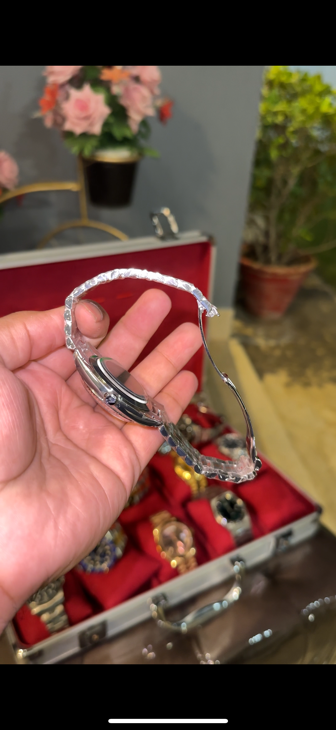 Premium Daydate | Silver Chain | Olive Green Dial