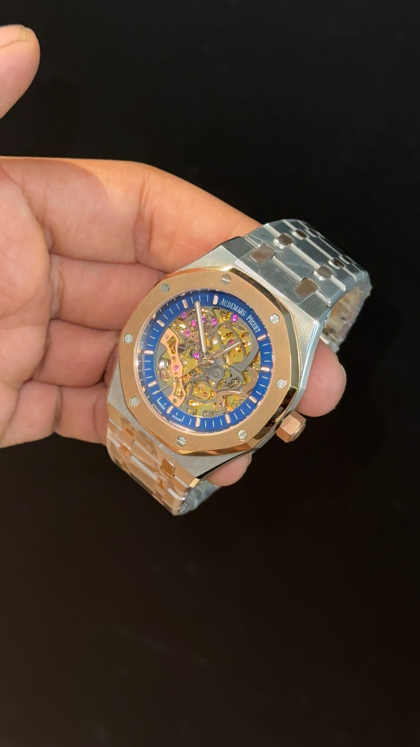 AP Skl | Rose Two Tone | Blue Yellow Dial