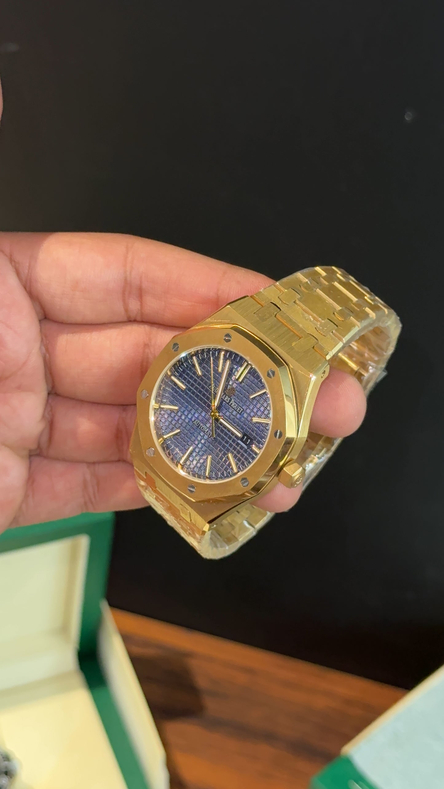 AP | Auto | Gold Chain | Blue Box Dial