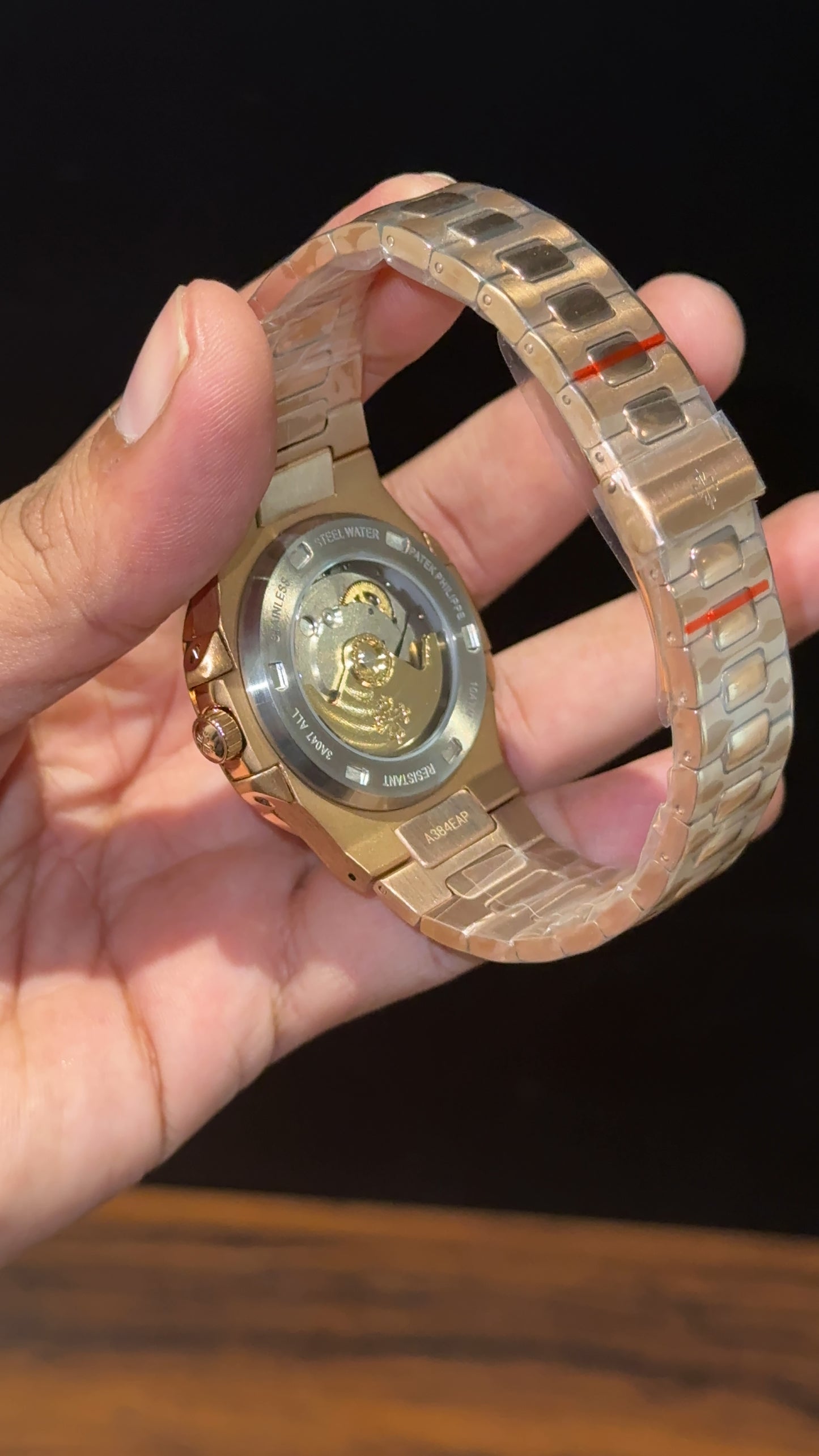 Pp Auto | Rose Chain | Pink Diamond Bezel | Pink Digits | Black Dial