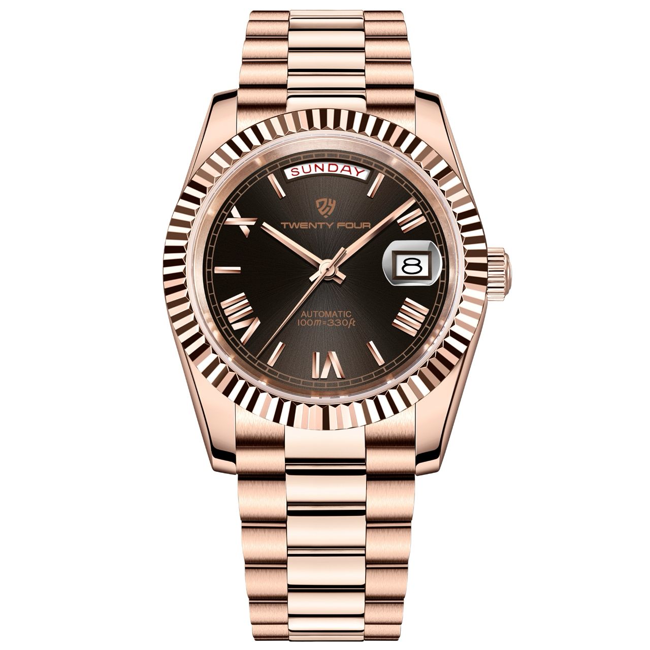 Twenty Four TF-2475 Day Date | Rose Chain | Smokey Dial
