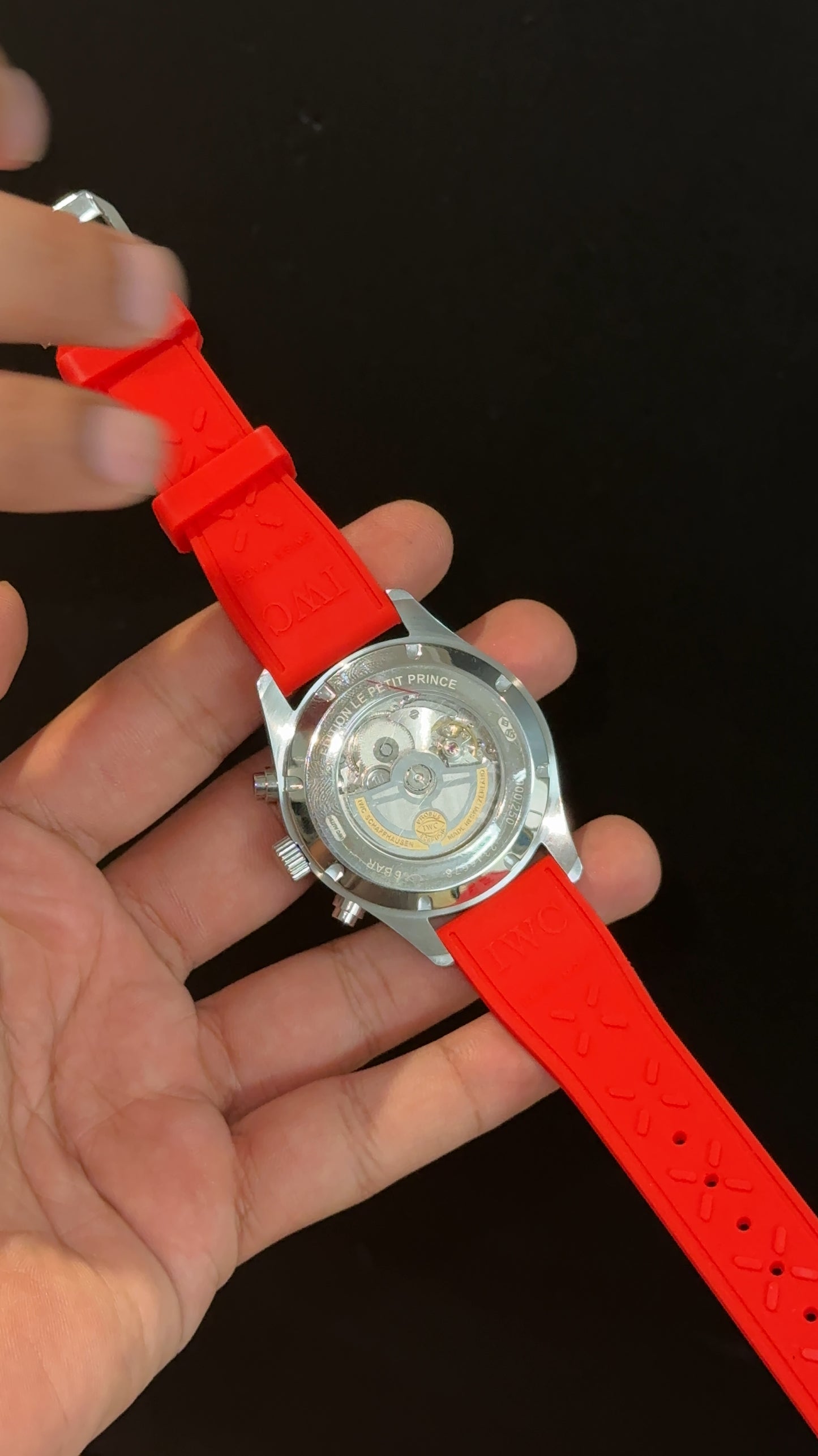 IWC | Red Rubber Strap | Silver Case | Chrono | Tiffany Digits | Black Dial