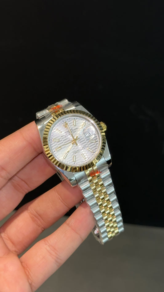 DateJust | 36mm | Gold Two Tone | Greish Texture Dial