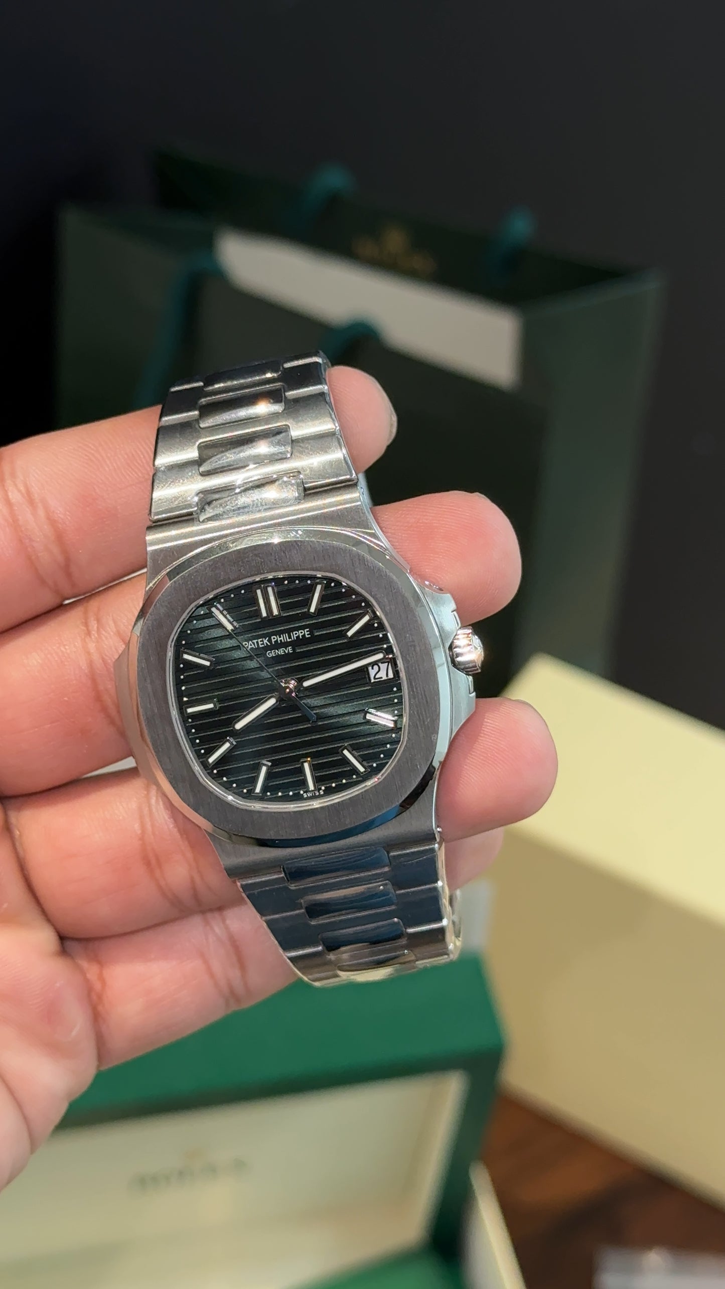 Premium Patek | Auto | Silver Chain | Green Dial