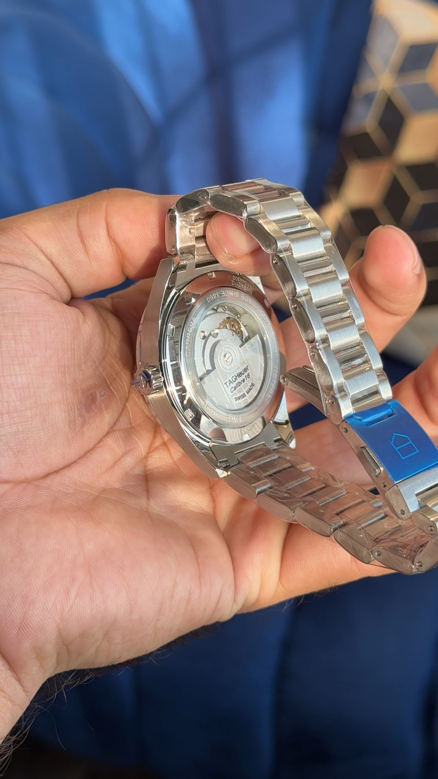 Tag Carrera Auto | Silver Chain | Blue Dial