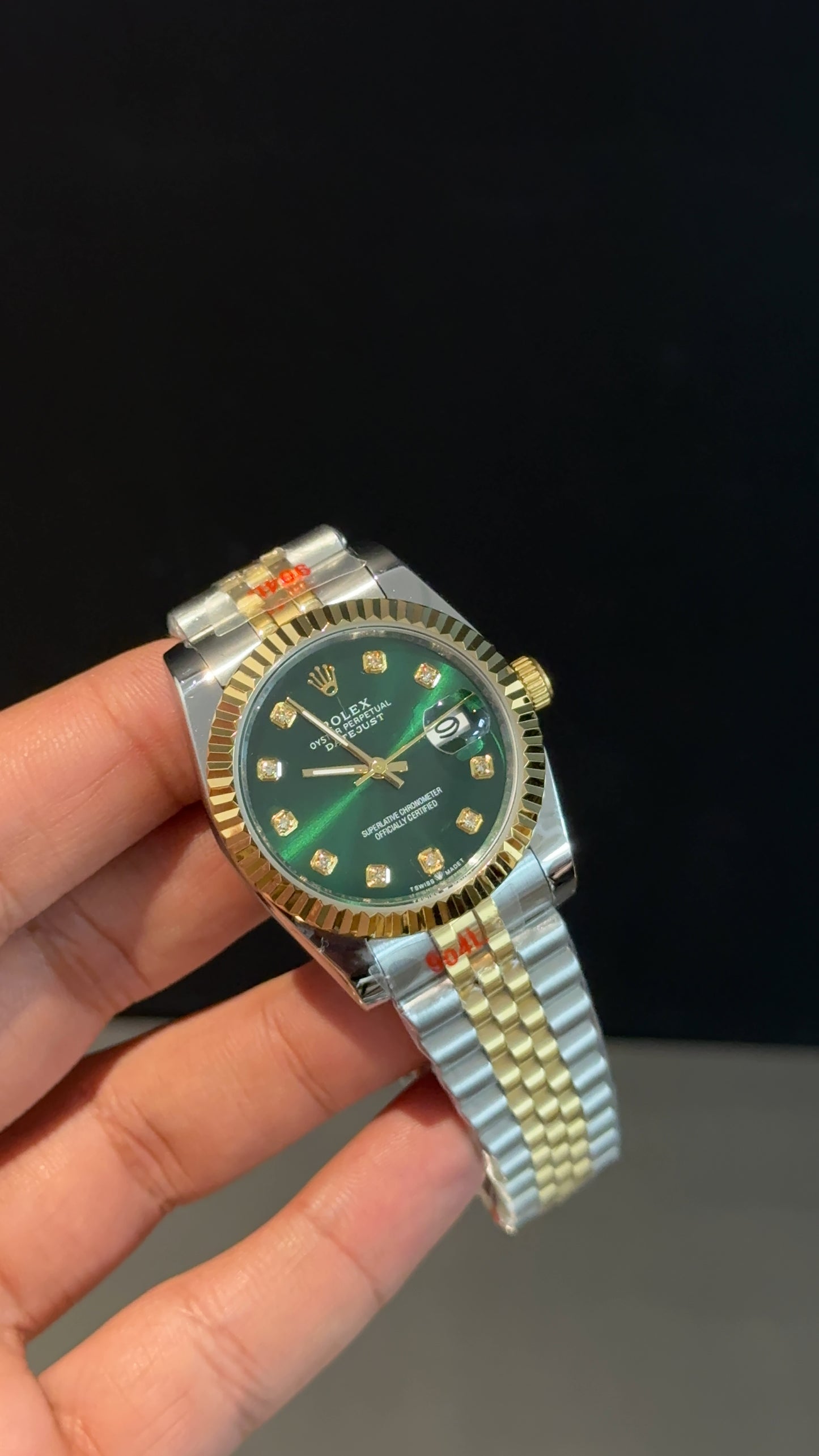 DateJust | 36mm | Gold Two Tone | Green Diamond Dial