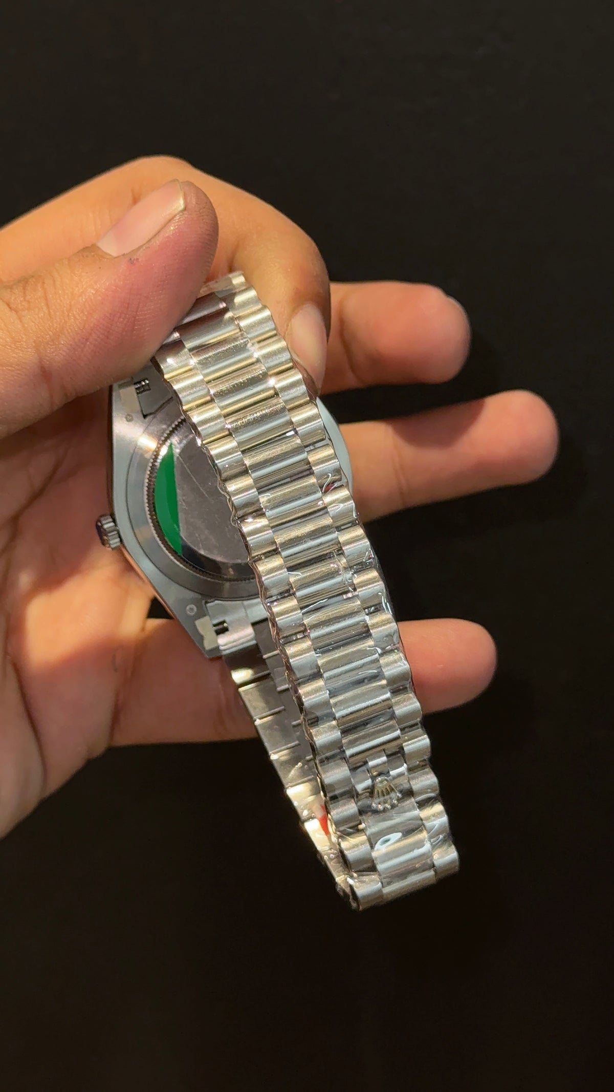 Premium Daydate | Plain Bezel | Silver Chain | Sky Blue Arabic Dial