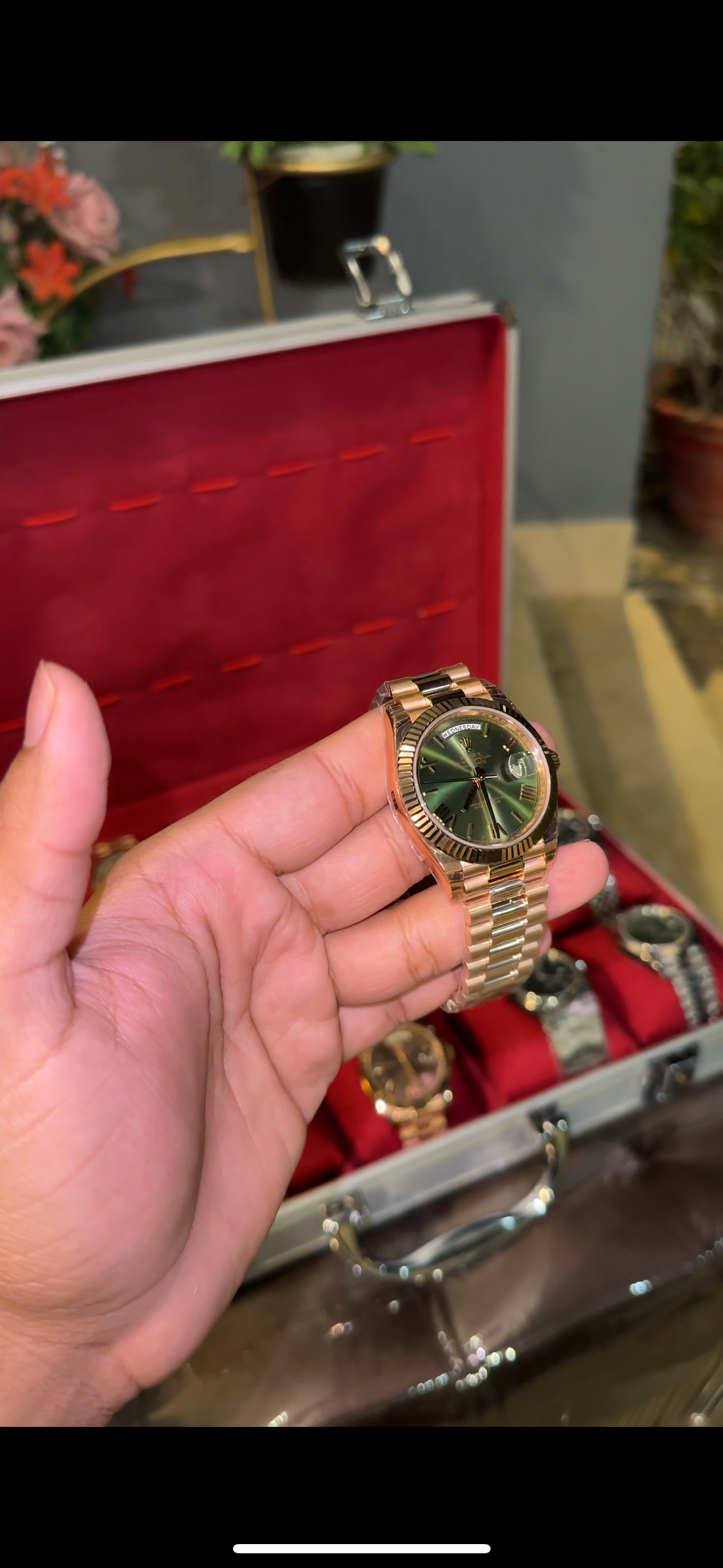 Premium Daydate | Rose Chain | Olive Green Dial