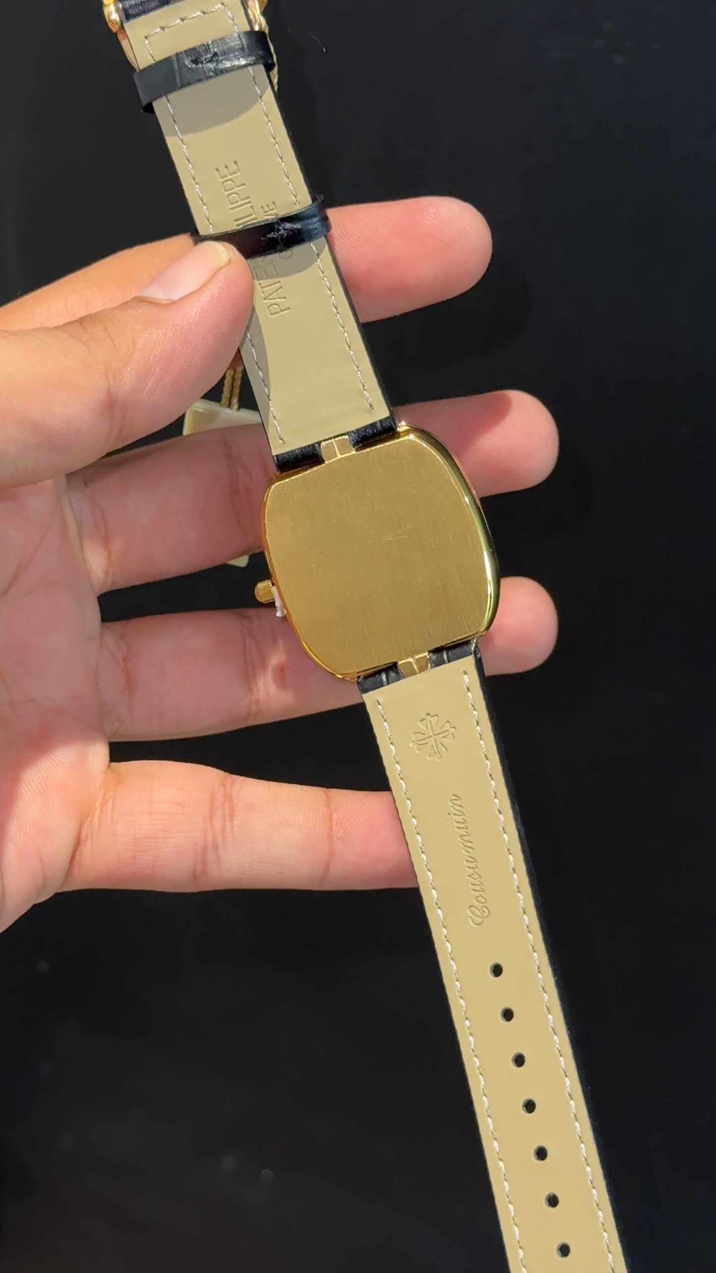 Pp Ellipse | Gold Case | Black Leather Strap | Gold Ebony Dial