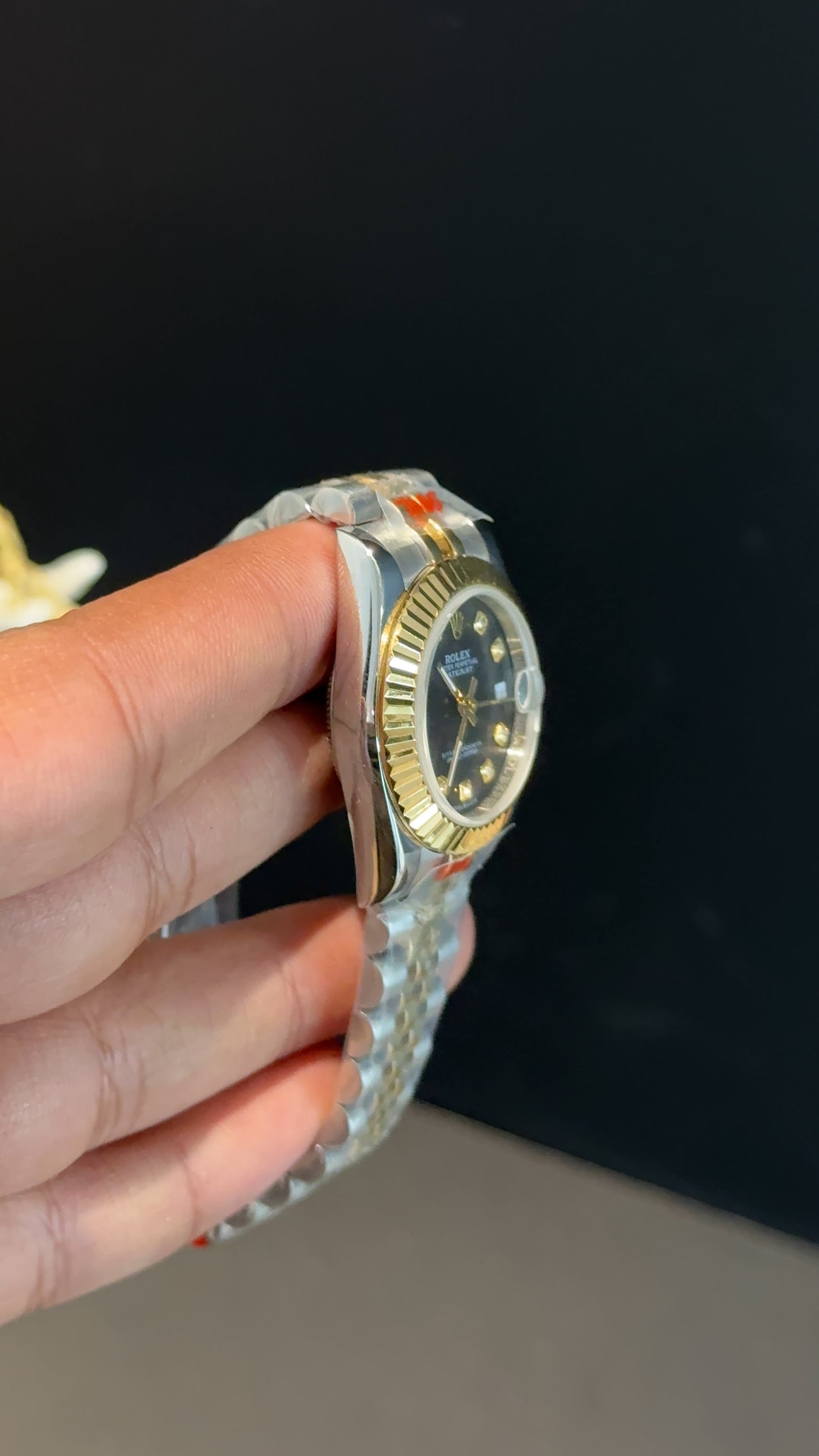 Datejust 27mm | Gold Two Tone Jubilee| Black Diamond Dial
