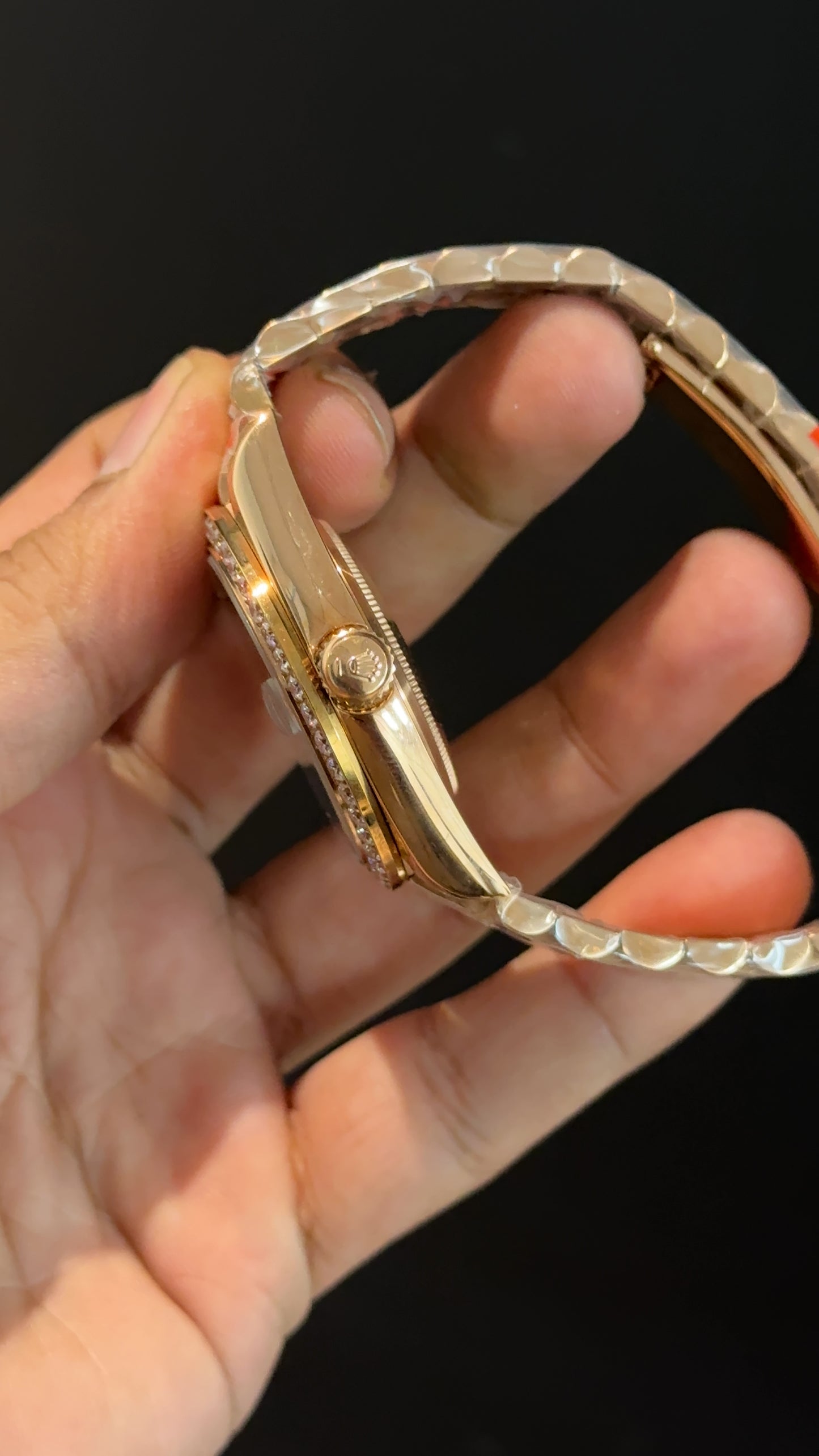 Daydate | Diamond Bezel | Rose Chain | Gradient Green Index Dial