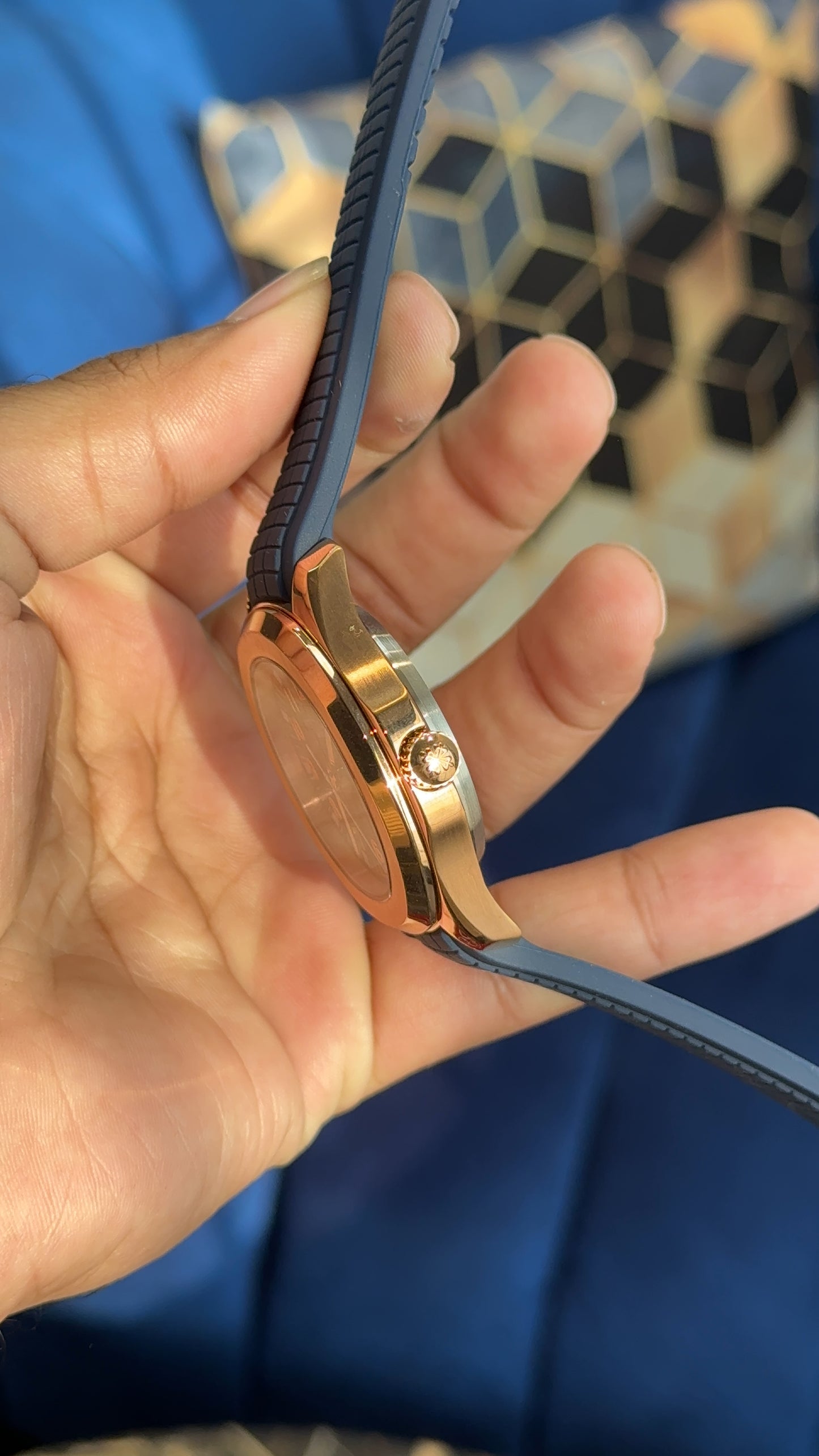 Aquanaut Auto | Rose | Blueish Dial | Blue Strap