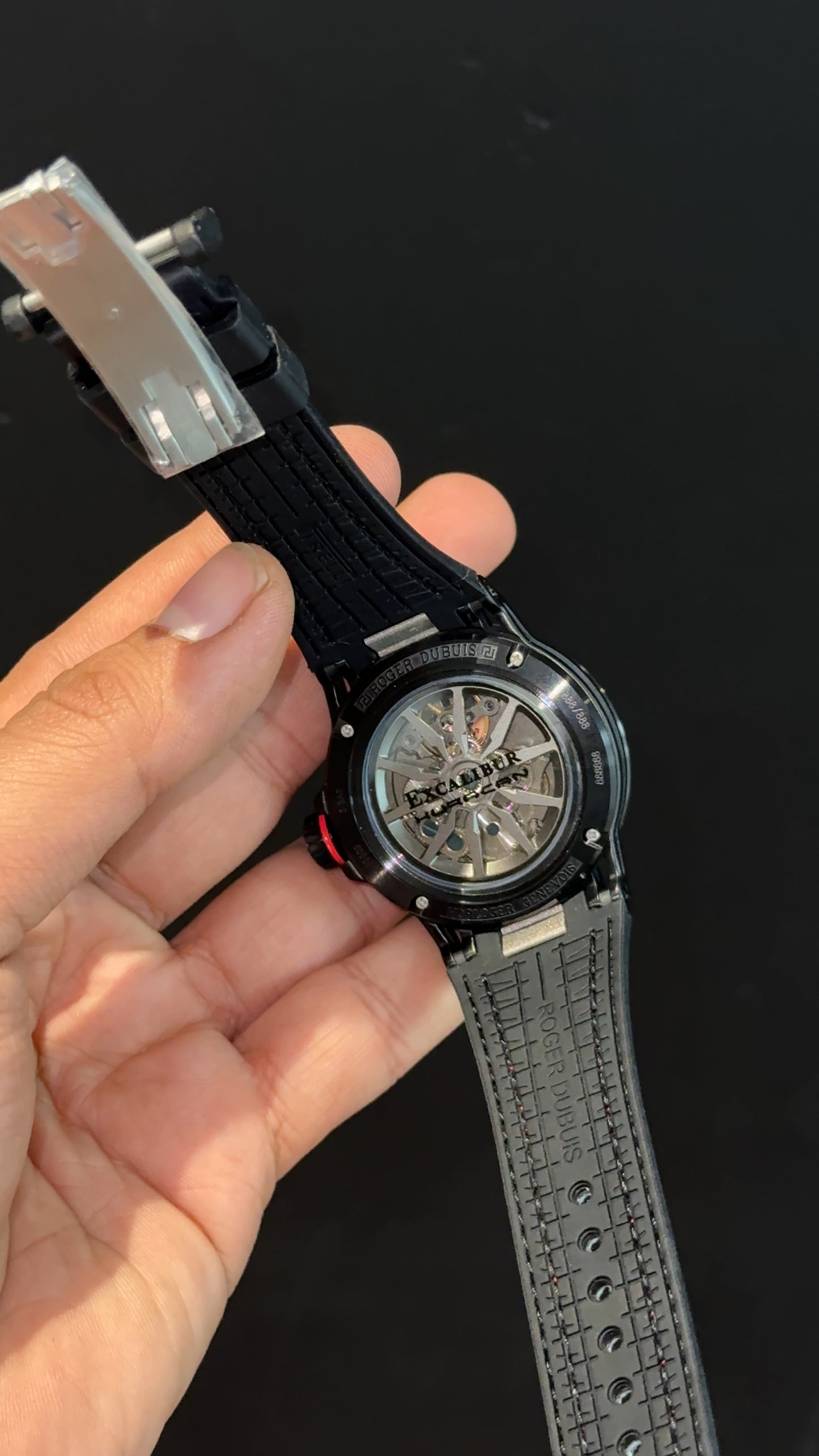 Premium Roger Dubuis | Black | RD630 | Excalibur Spider | Sky Blue Strap | Pendulum | X Grey Dial