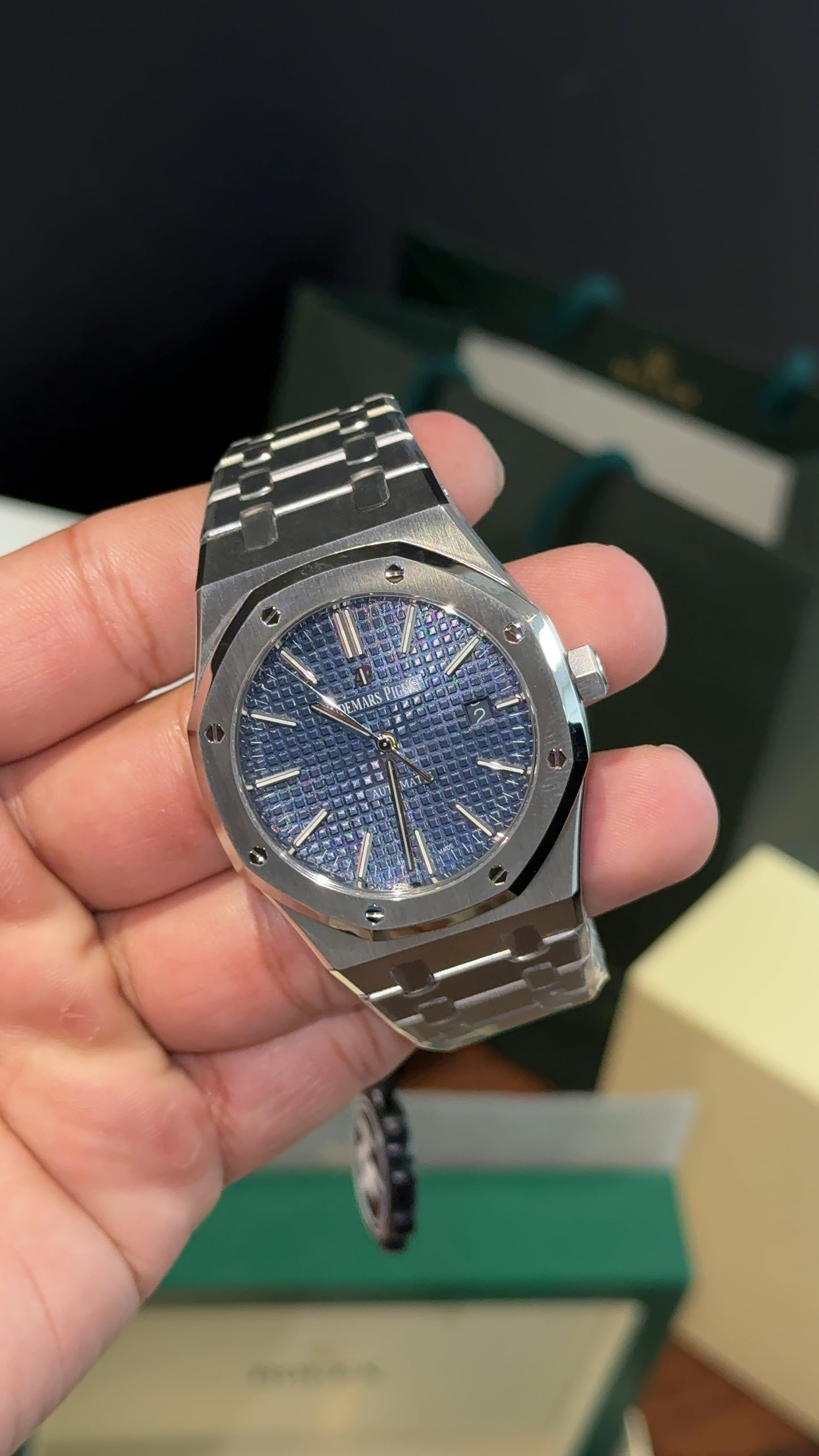 Premium AP | Auto | Silver Chain | Blue Dial