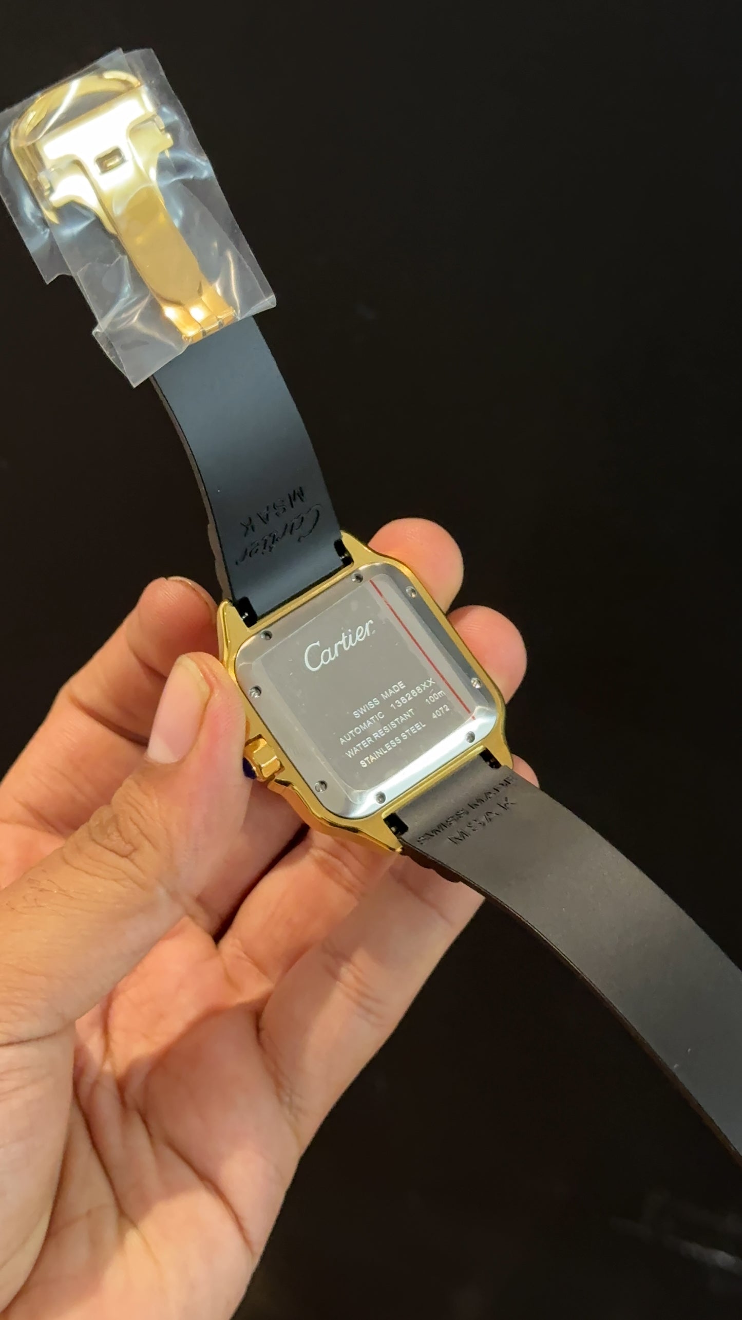 Cartier | Gold Case | Black Silicon Strap | White Dial