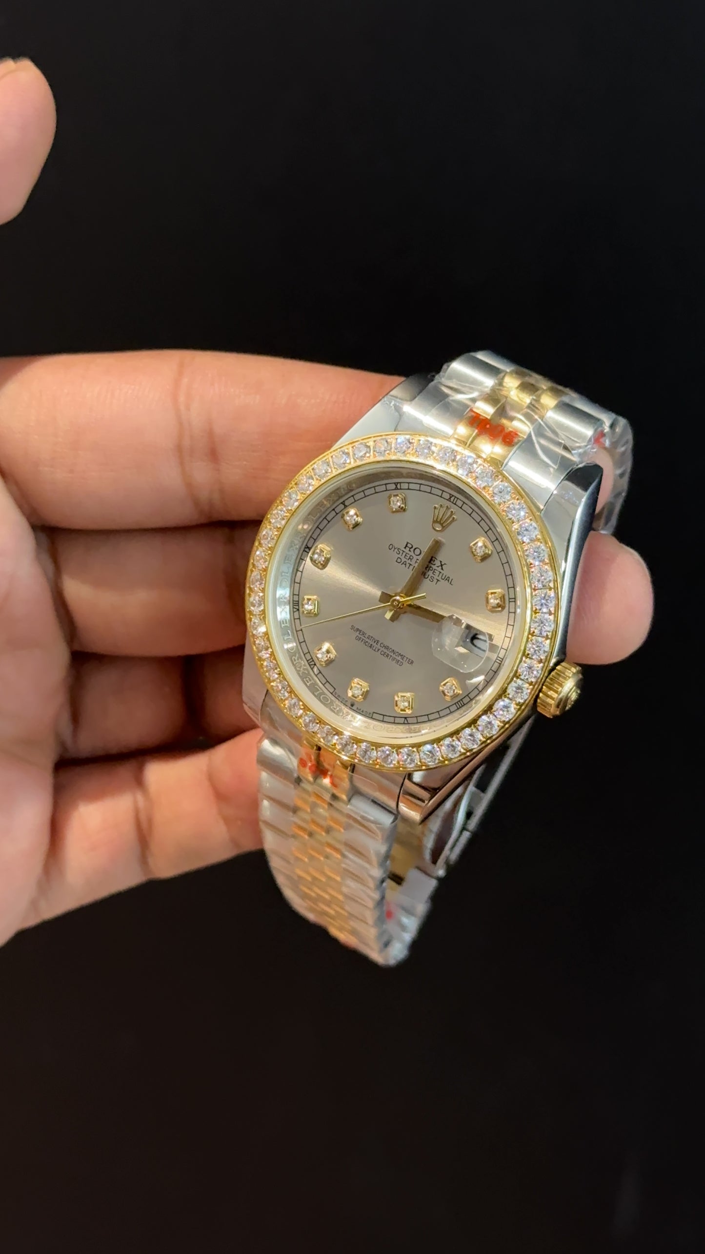 DateJust | Diamond Bezel | Gold Two Tone | Grey Diamond Dial