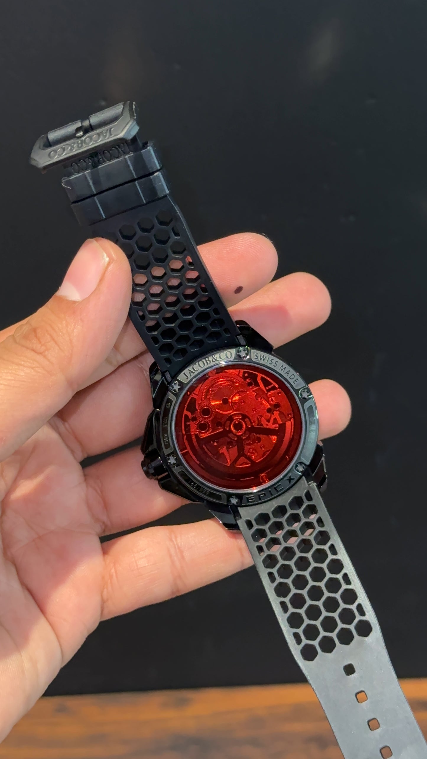 Jacob And Co | Black Case | CR7 Edition | Black Strap | Pendulum | Rose Machine Dial