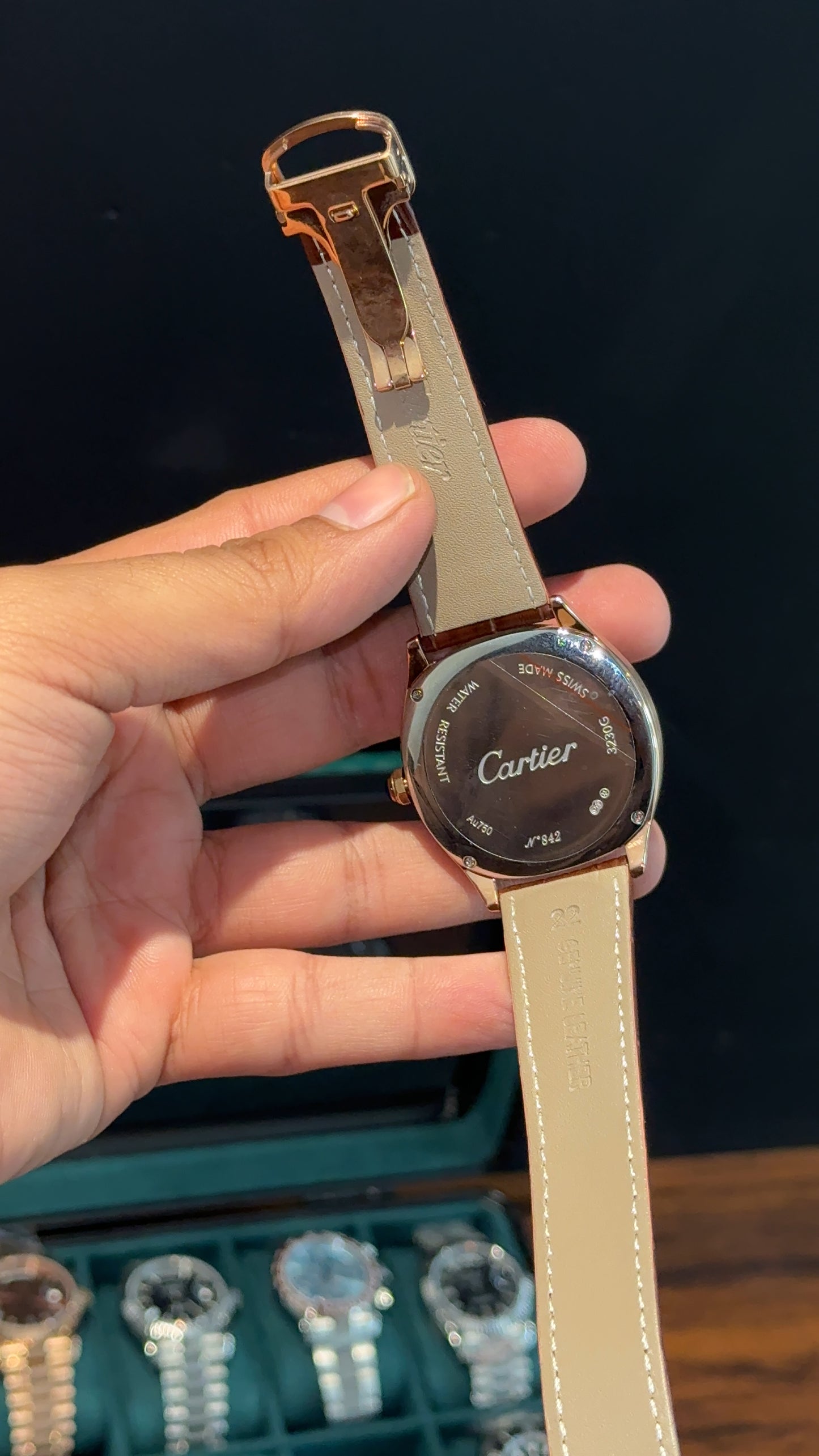 Cartier Rose | Brown Leather Strap | FlyBack Second | Choco Brown Roman Dial