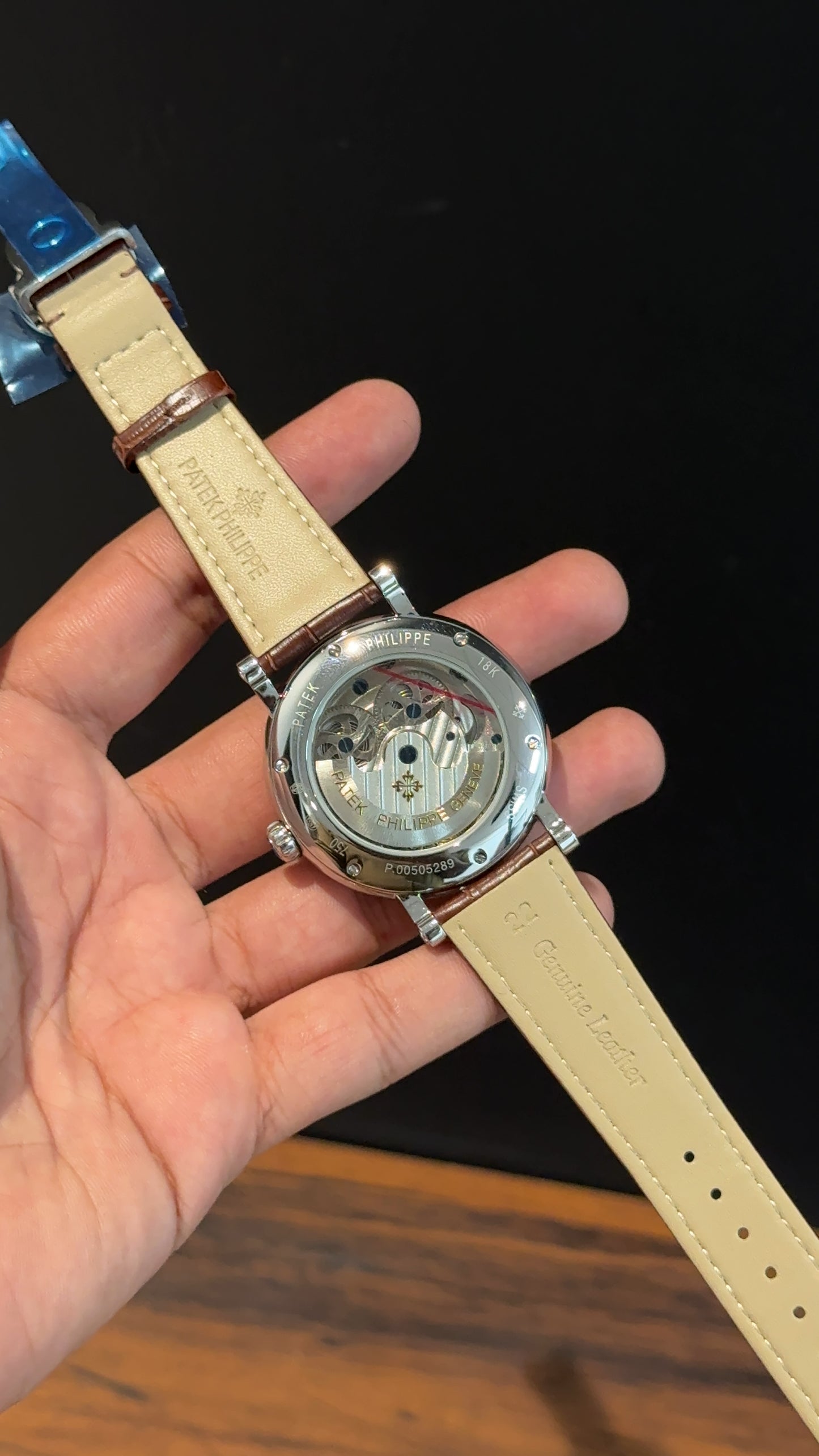 Pp Auto | Skeleton Machine | Brown leather strap | White Dial