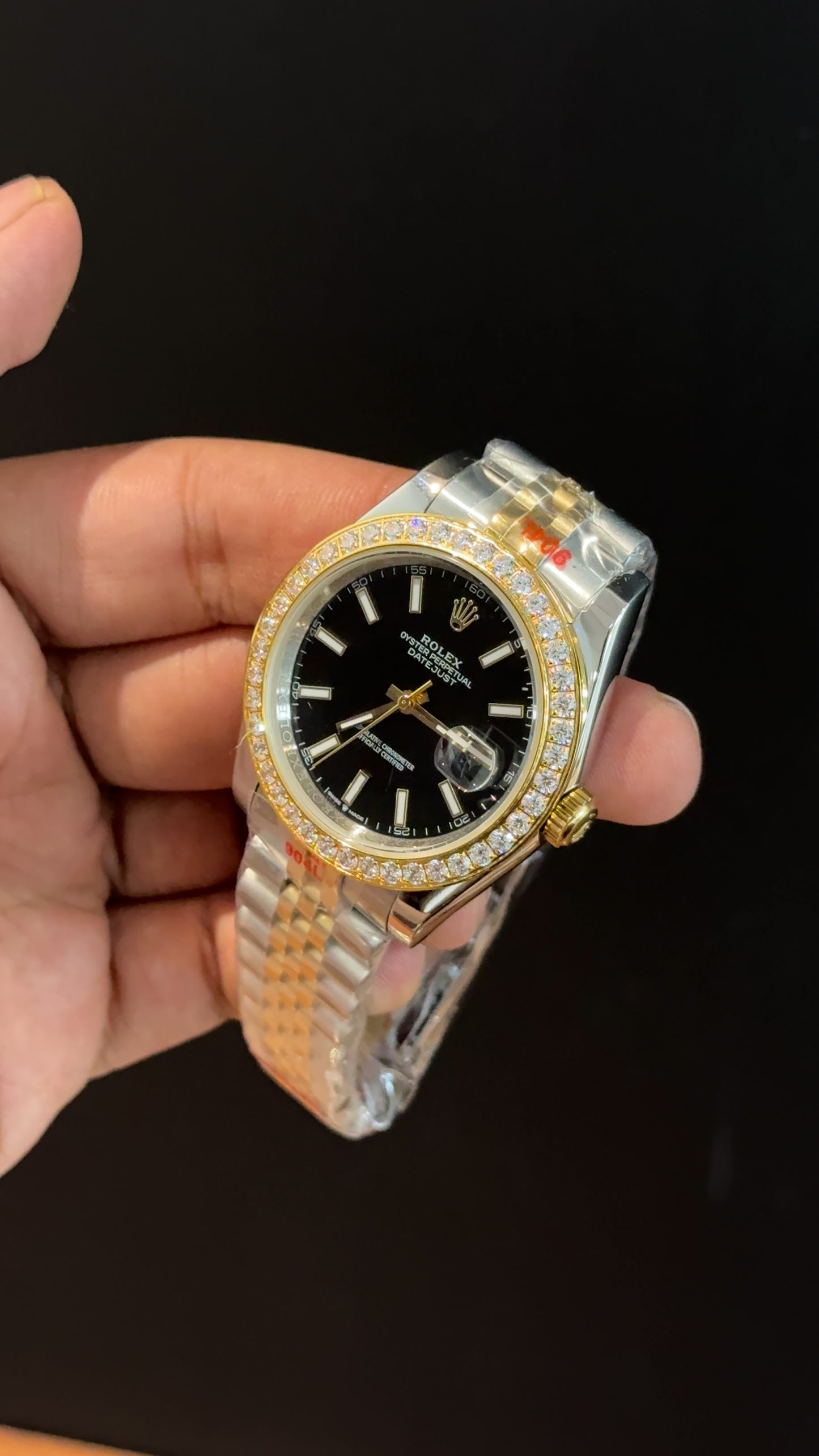 DateJust | Diamond Bezel | Gold Two Tone | Black Dial