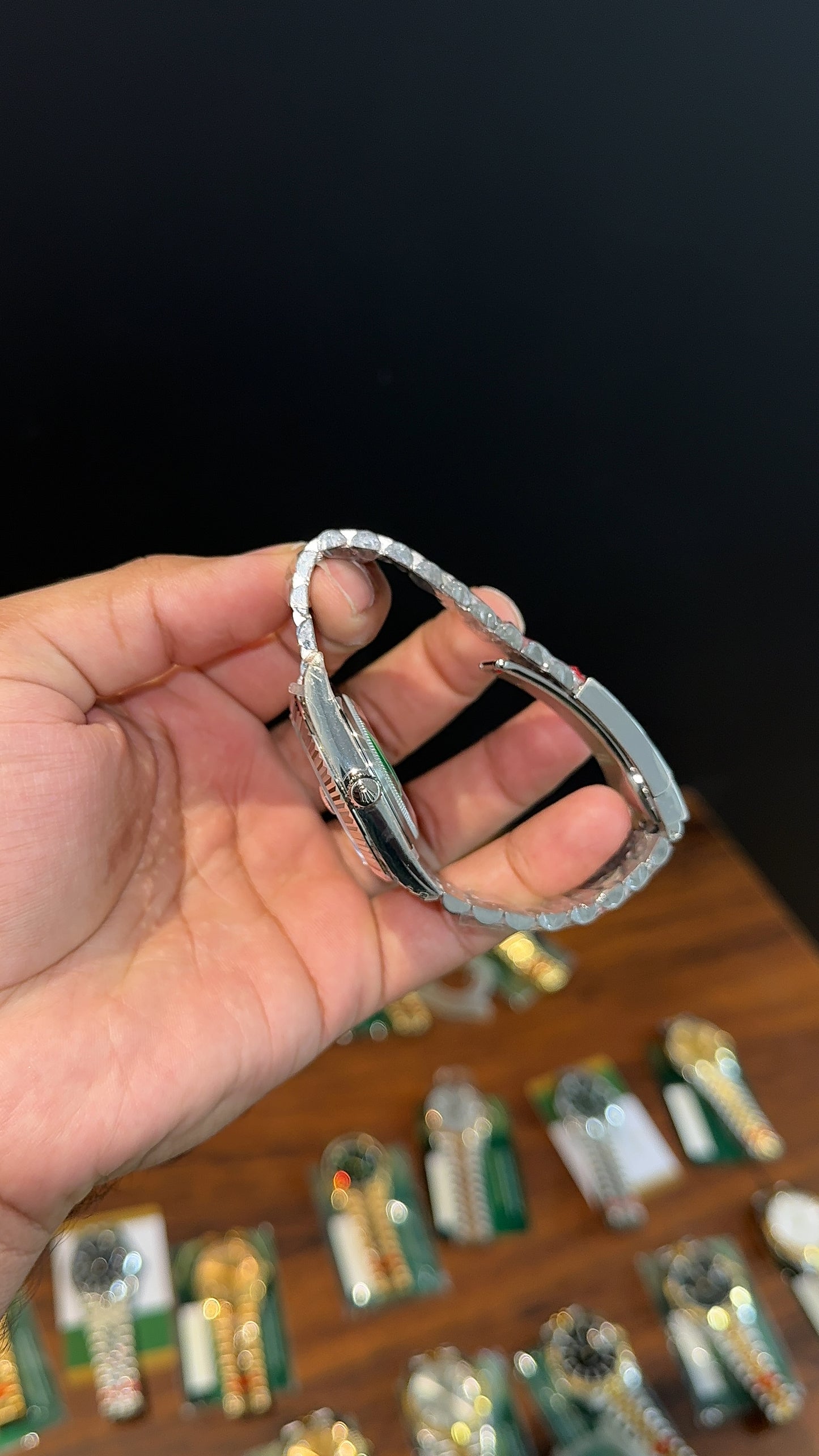 Premium Datejust | 40mm | Silver Chain | Grey Diamond Dial