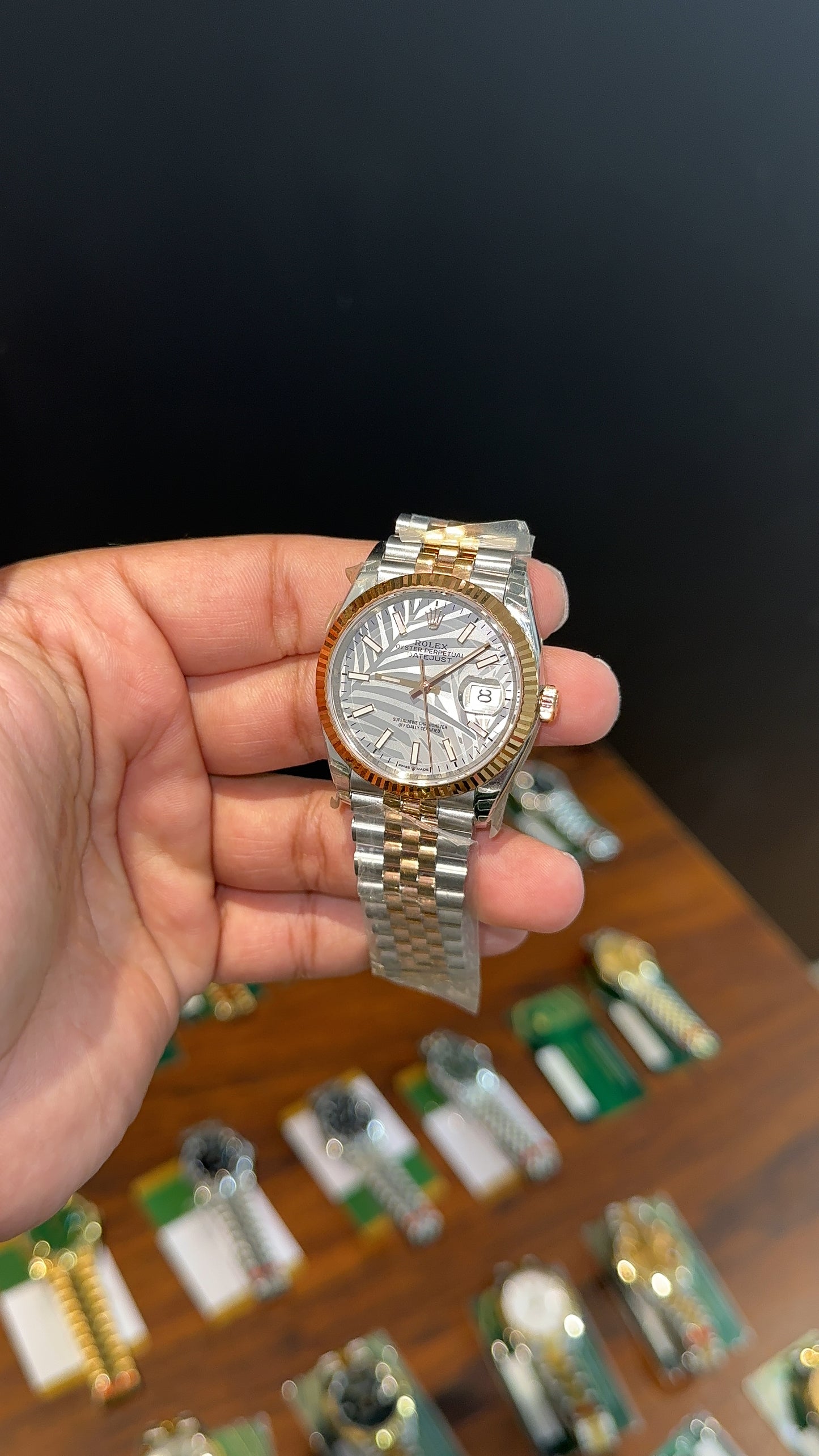 Premium Datejust | 40mm | Rose Two Tone Chain | Silver Tree Dial
