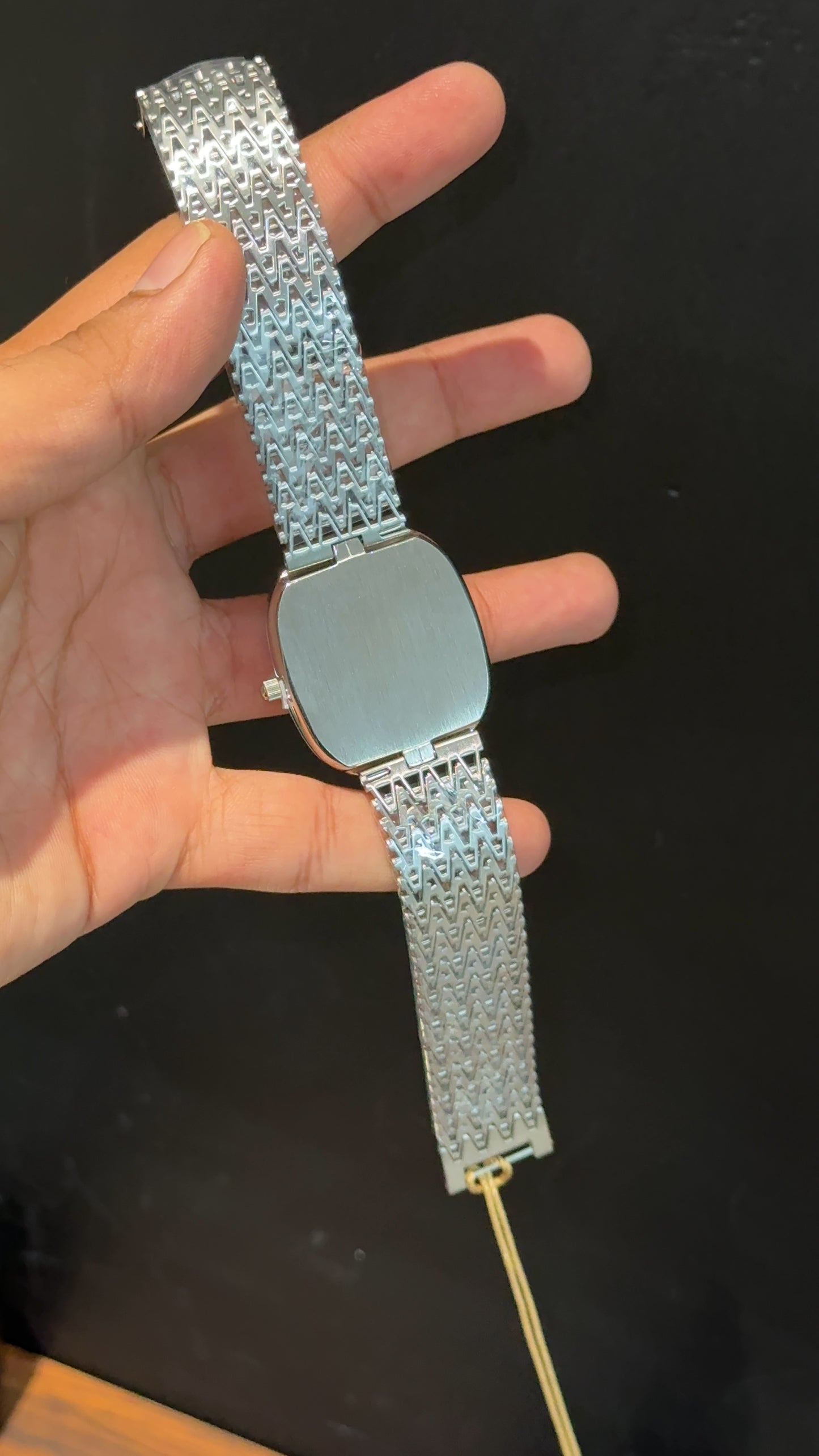 Pp Ellipse | Silver Mesh Chain | White Ebony Dial