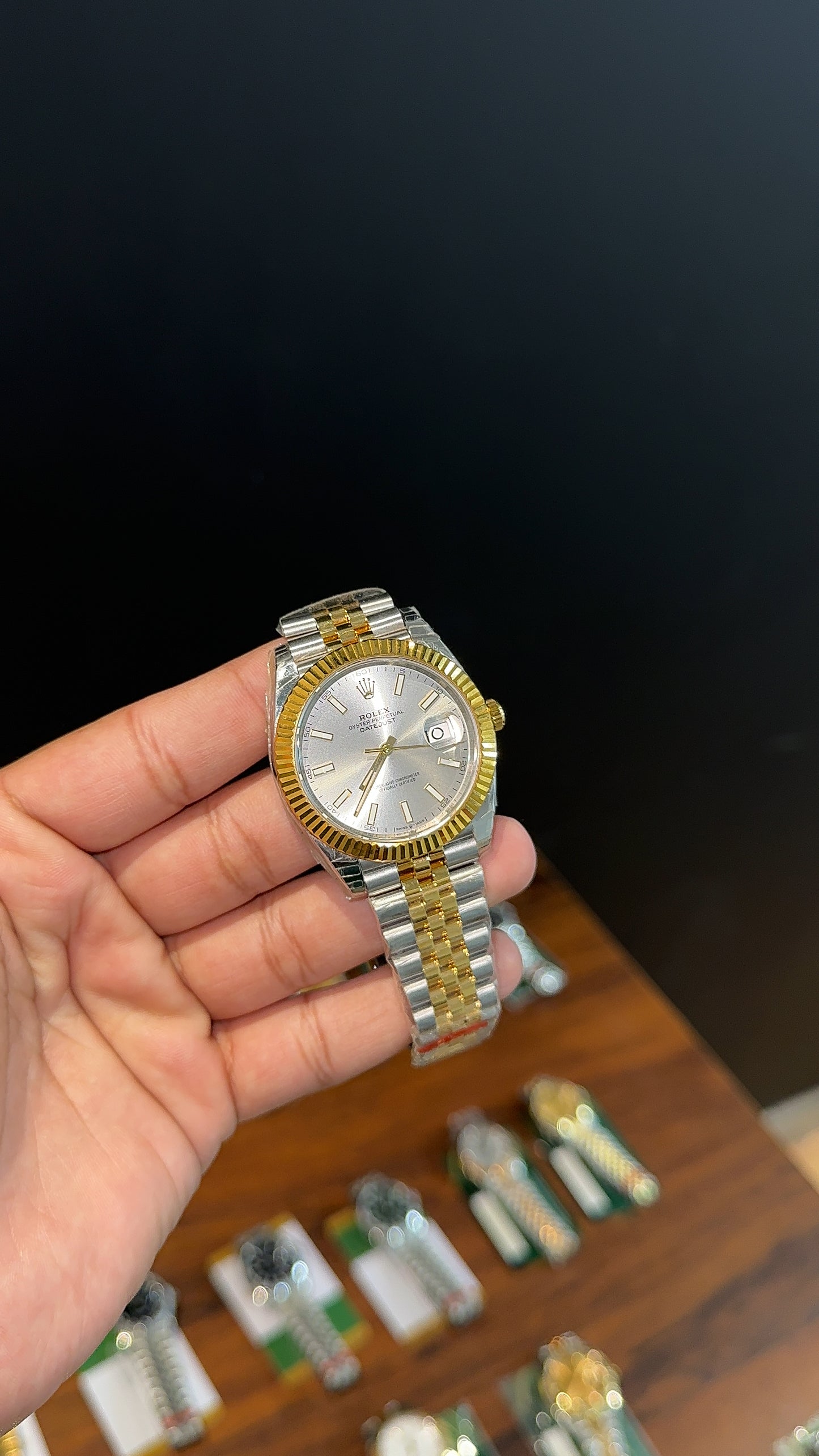 (Premium Datejust | 40mm | Gold Two Tone Chain | Silver Dial