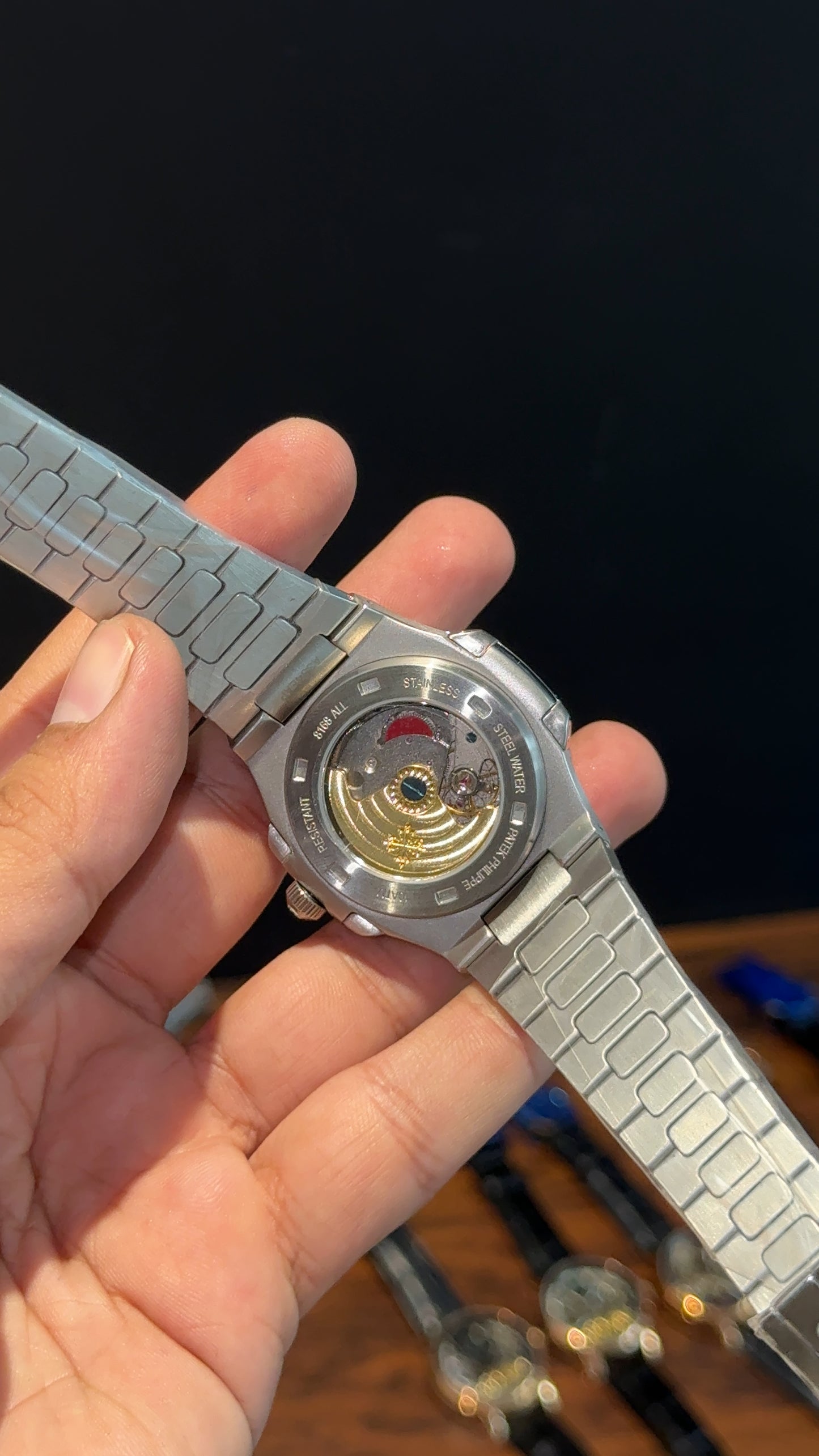 Pp Auto | Silver Chain | Gradient Green Dial