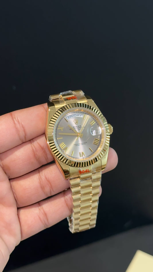 DayDate | Gold Chain | Silver Dial