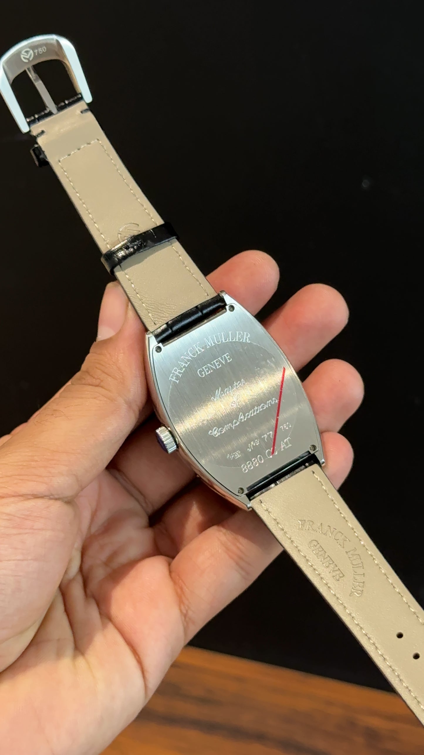 Franck muller | Silver | Black Leather Strap | Pendulum| Black Dial