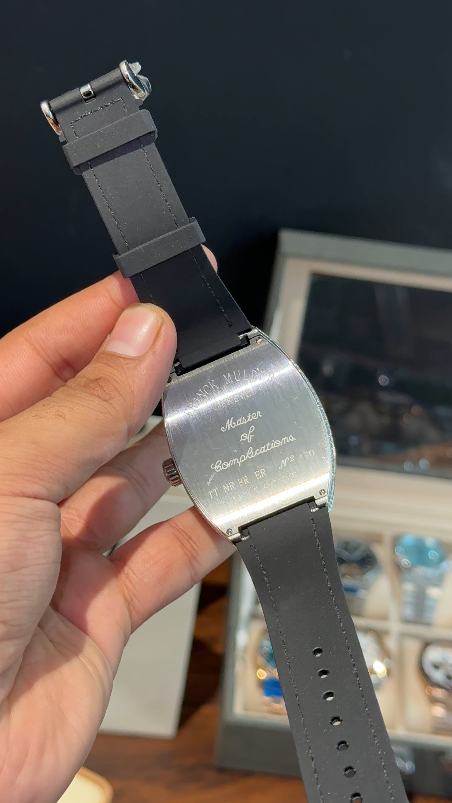 Premium Franck Muller | Curvex Skeleton | Silver Case | Black Leather Strap | Silver Pearl Dial