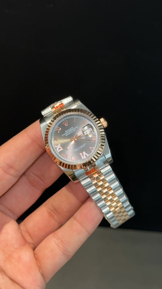 DateJust | 36mm | Rose Two Tone | Black  Roman Dial