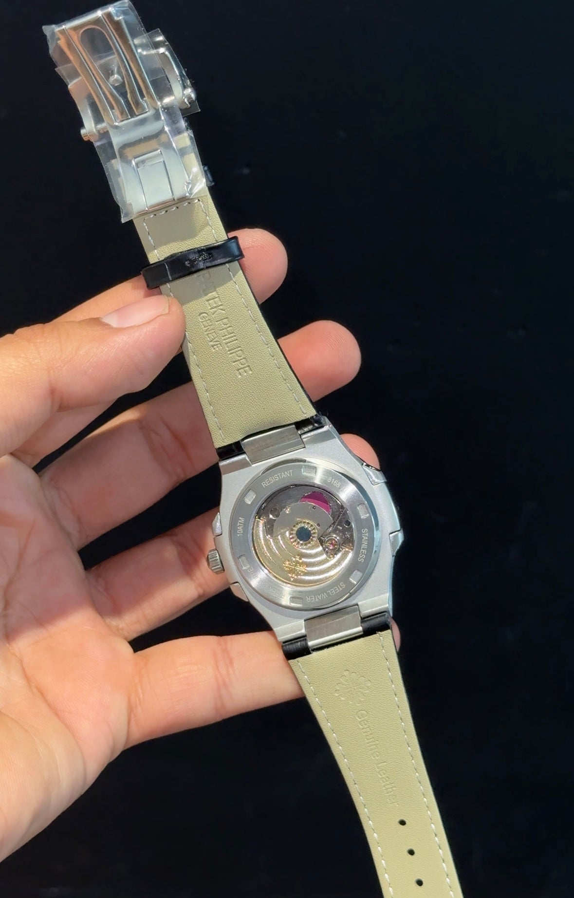 Pp Auto | Black Leather Strap | Silver Case | Tiffany Dial